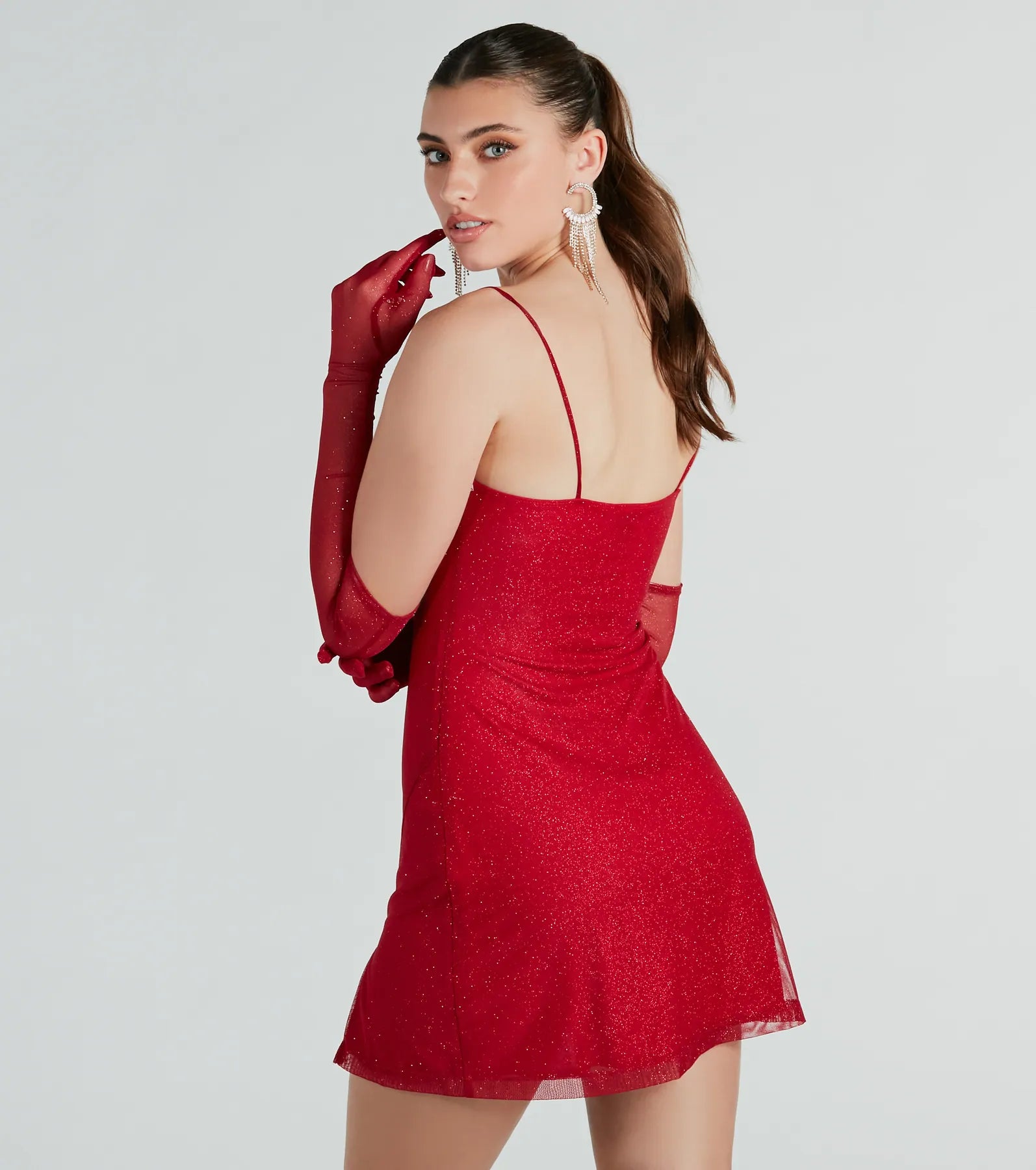 Main Attraction Glitter Mini Dress And Gloves Set - Image 10