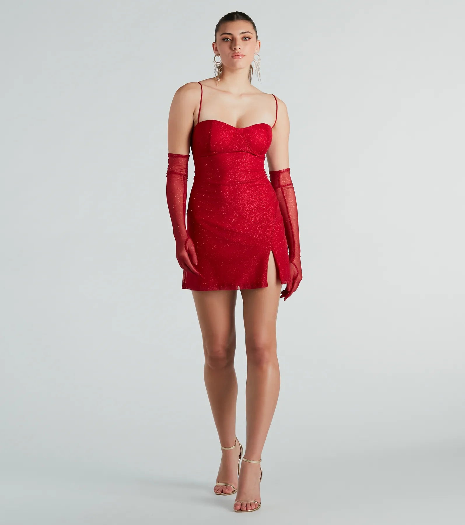 Main Attraction Glitter Mini Dress And Gloves Set - Image 11