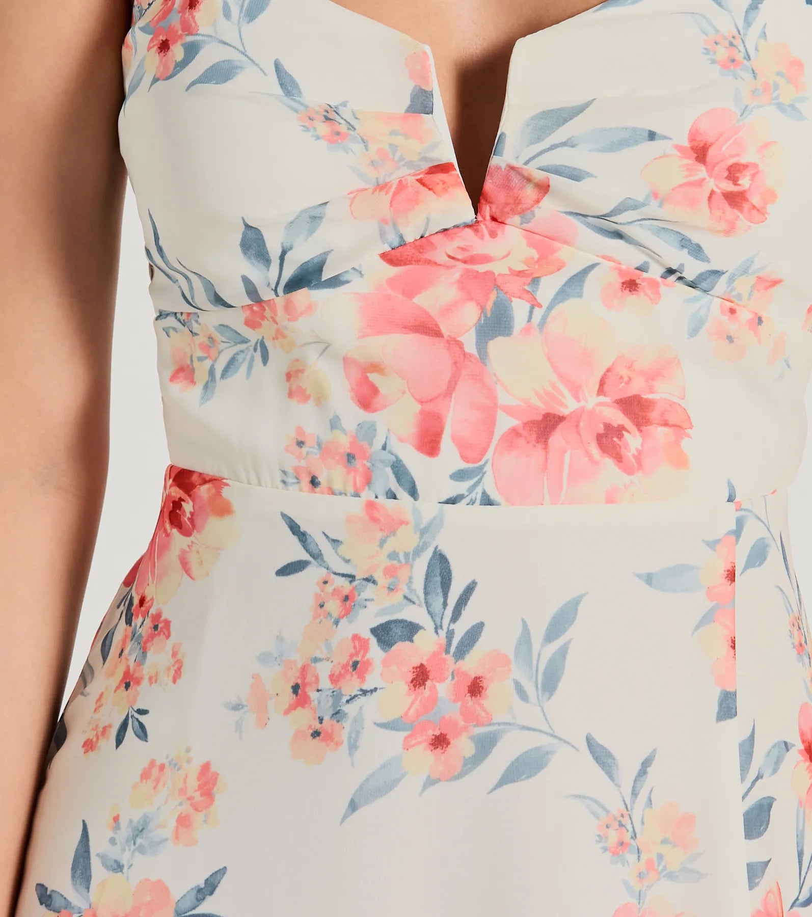 Floral Energy Sleeveless A-Line Chiffon Midi Dress - Image 3