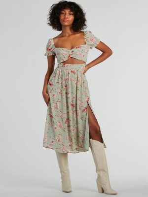 Life's A Breeze Floral Cutout Midi Dress