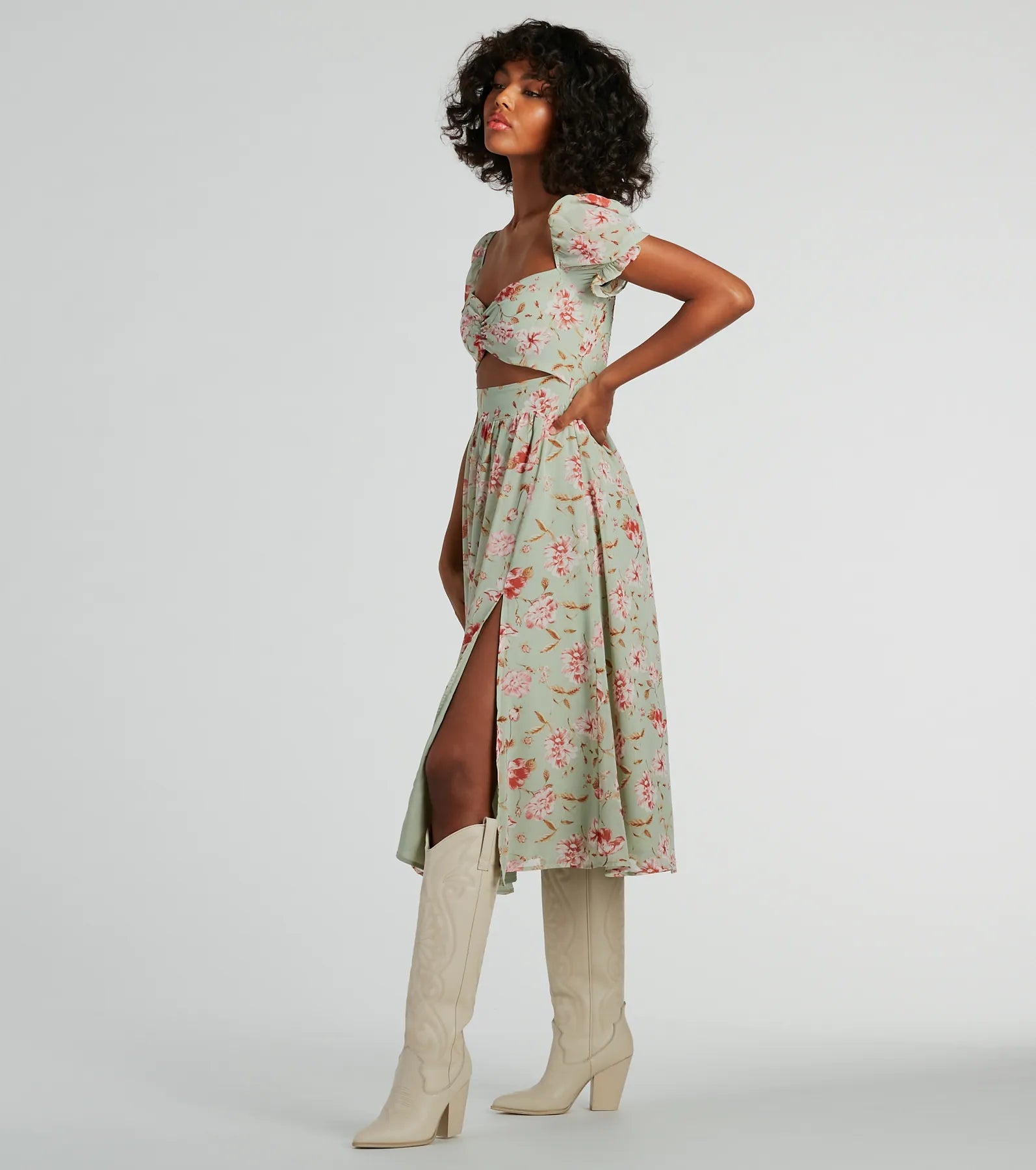 Life's A Breeze Floral Cutout Midi Dress - Image 4