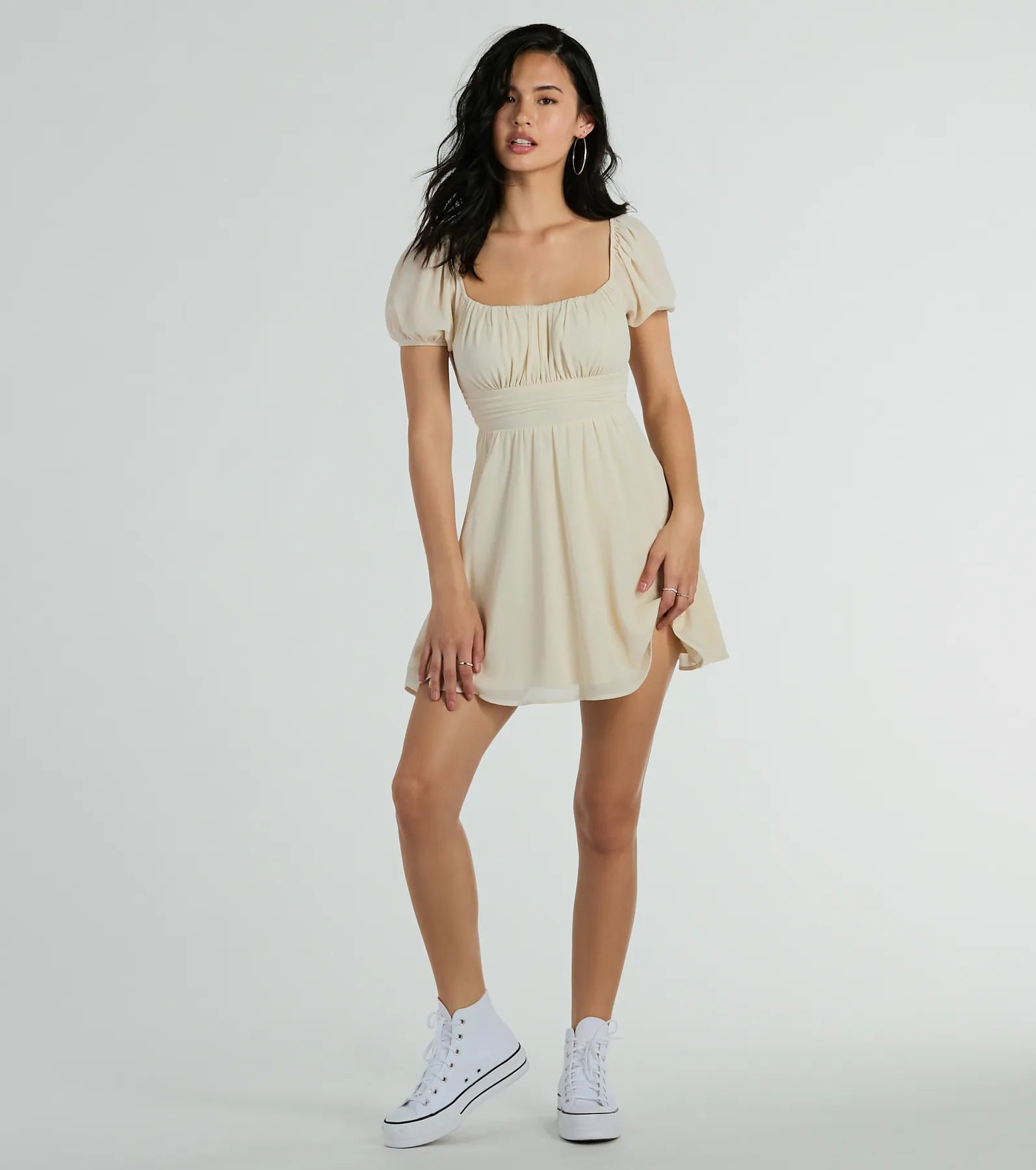 Flirt And Twirl Puff Sleeve Tie-Back Skater Dress - Image 3