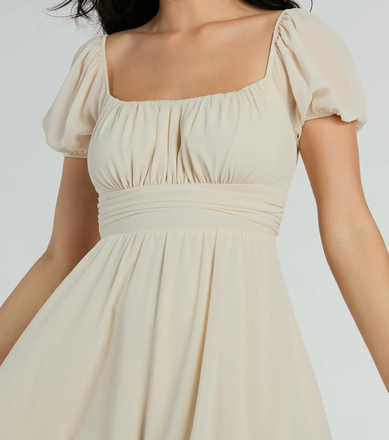 Flirt And Twirl Puff Sleeve Tie-Back Skater Dress - Image 4
