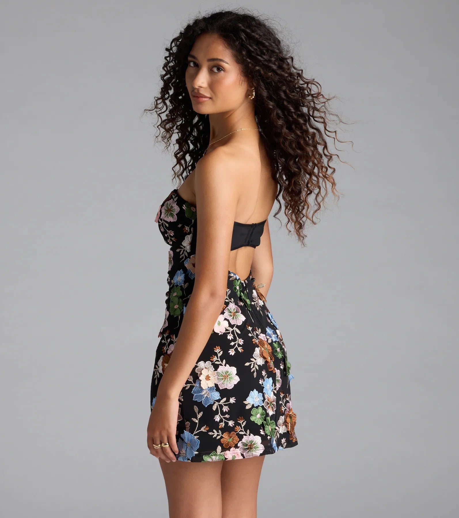 Flowery Dream Floral Embroidered A-Line Mini Dress - Image 2
