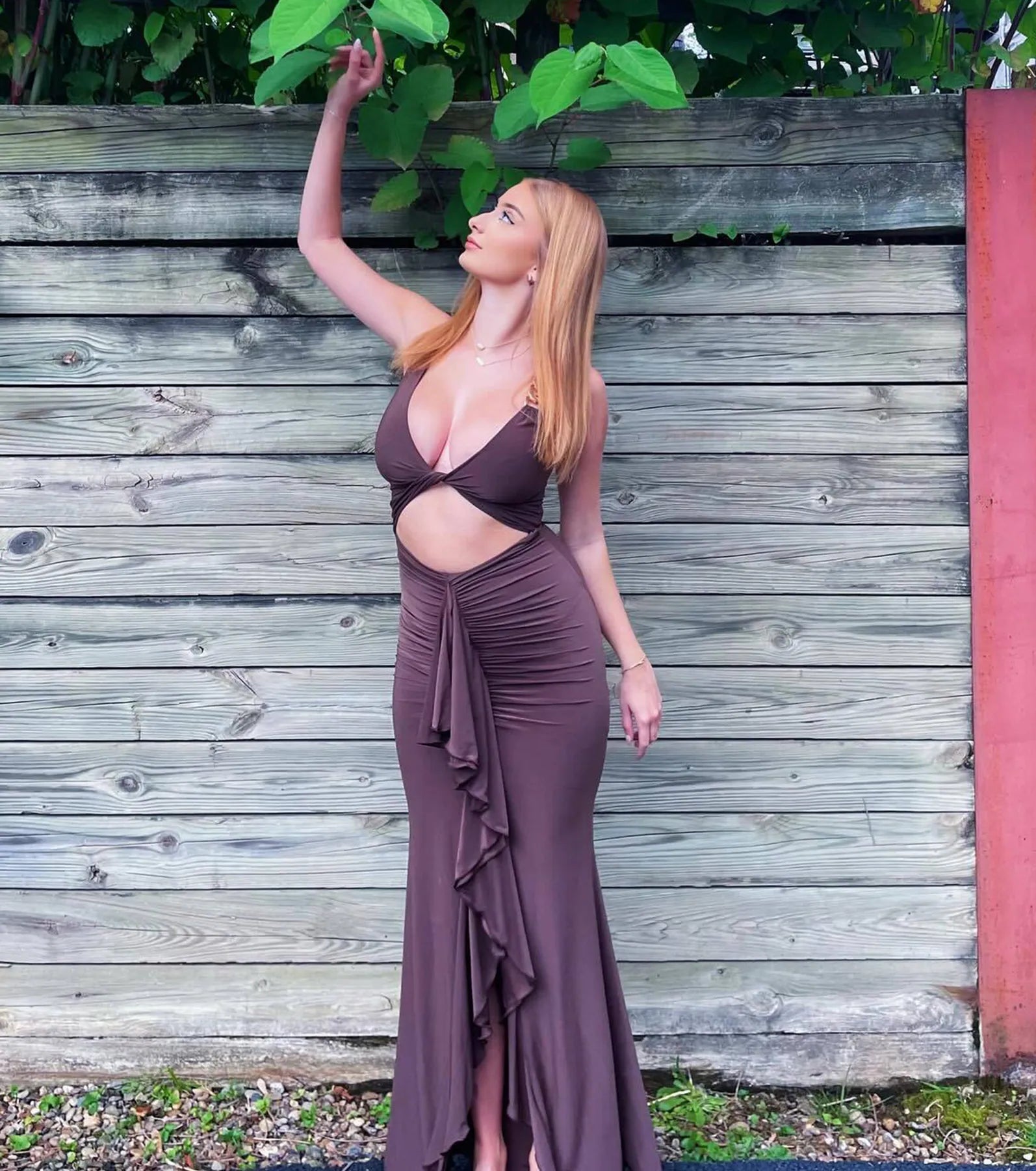 Showstopper Cutout Ruffle Slit Maxi Dress - Image 6