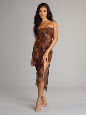 High Drama Abstract Mesh Maxi Dress