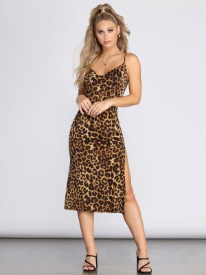 Meow Or Never Leopard Midi Dress