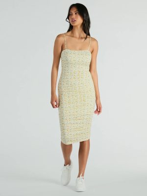 Smell The Garden Square Neck Floral Midi Dress