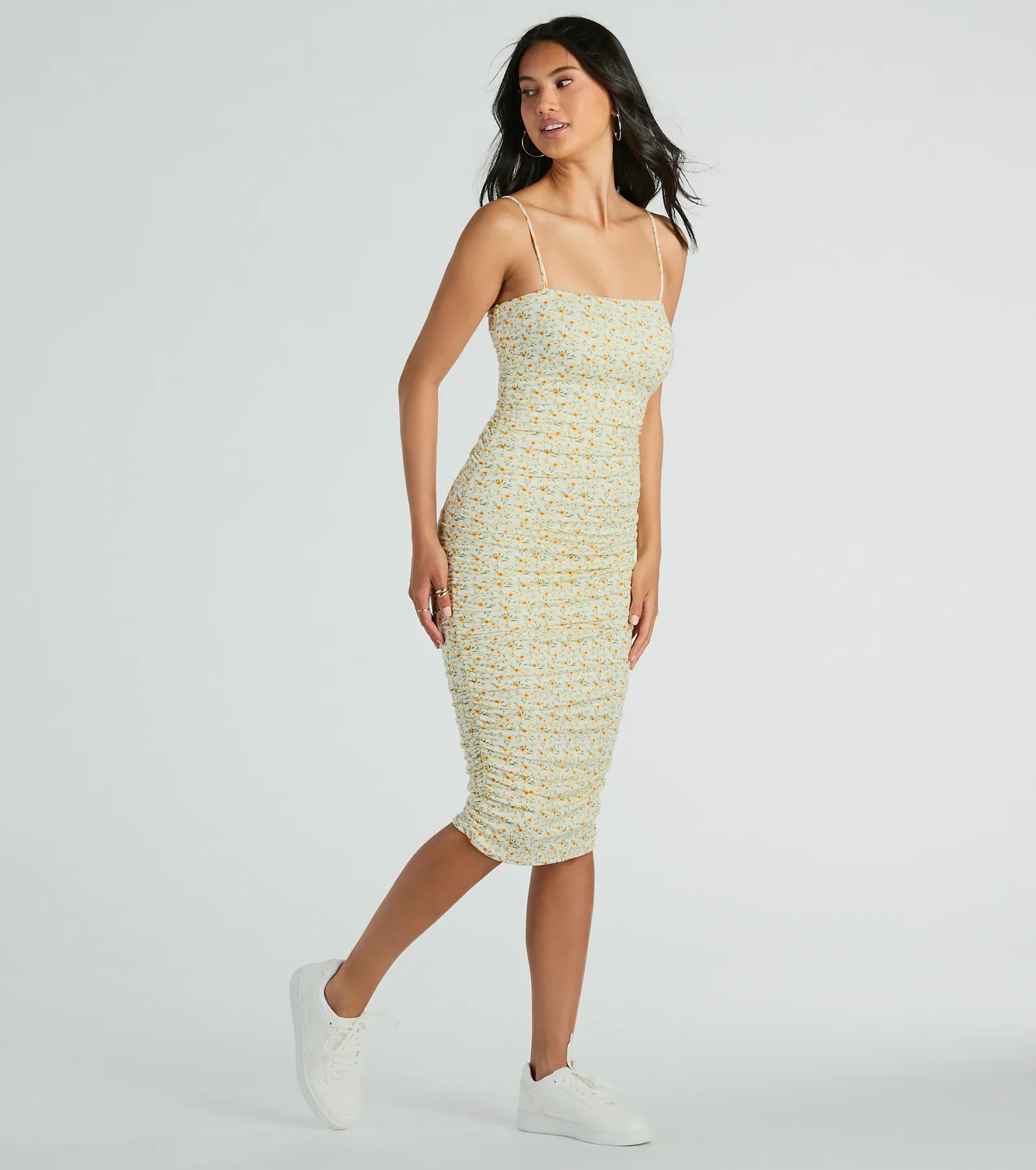 Smell The Garden Square Neck Floral Midi Dress - Image 4