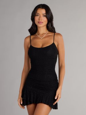Late Night Spark Rhinestone Mini Dress