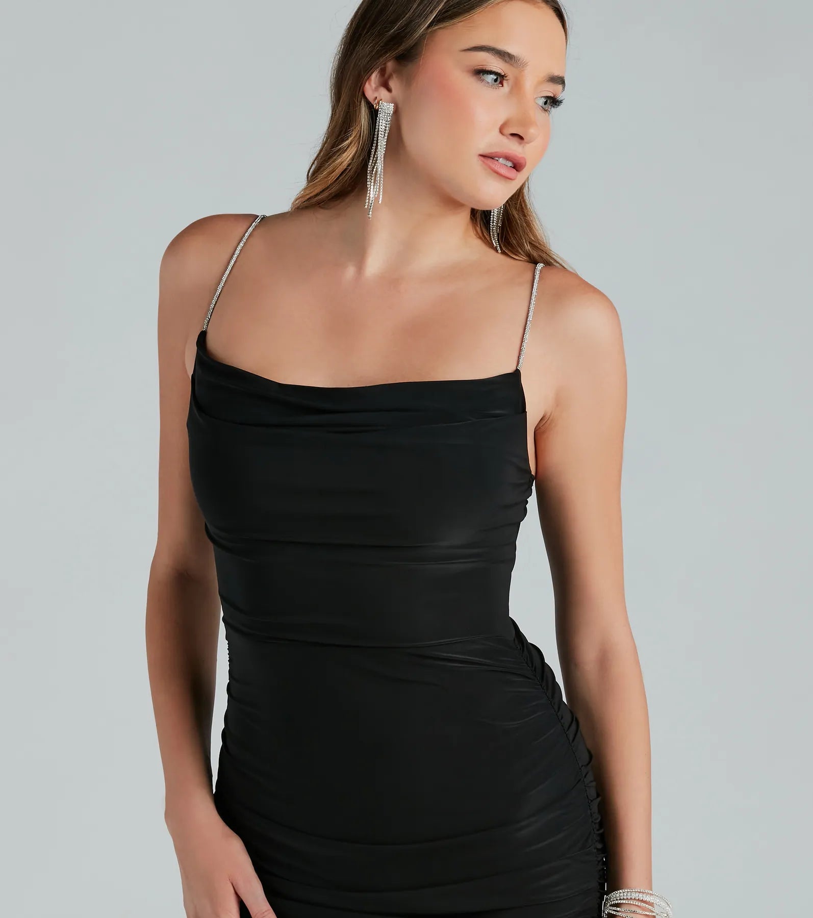Glistening Beauty Rhinestone Strap Mini Dress - Image 4