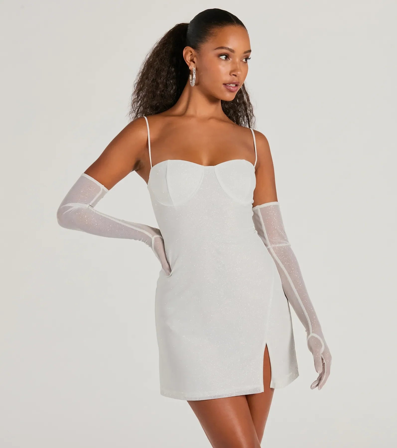 Main Attraction Glitter Mini Dress And Gloves Set - Image 13