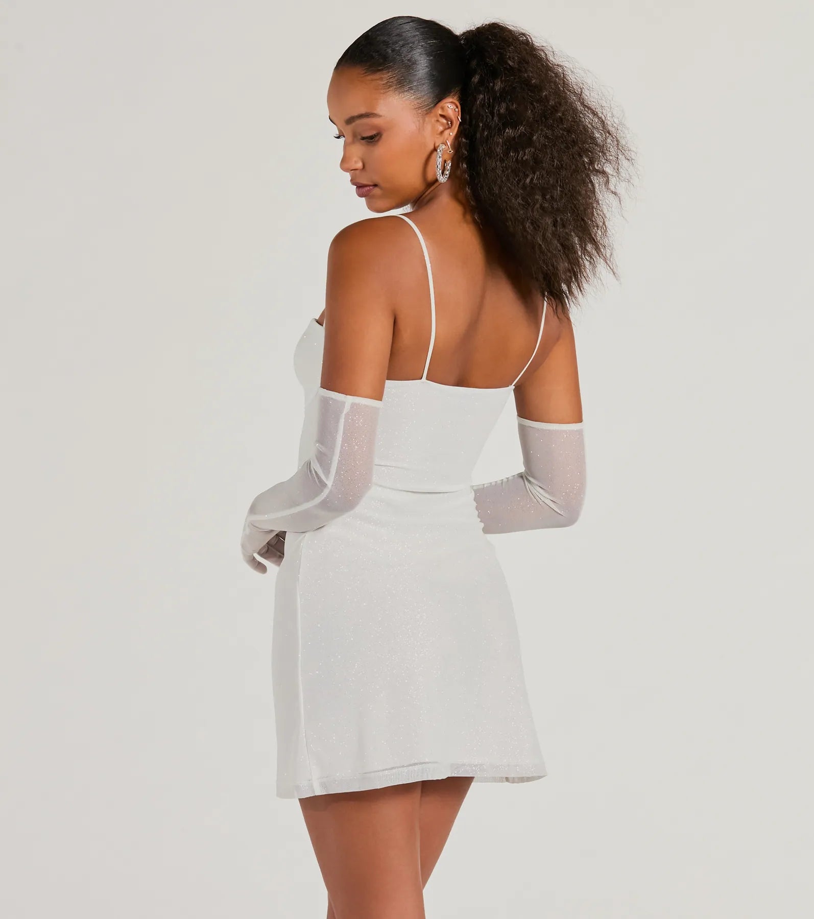 Main Attraction Glitter Mini Dress And Gloves Set - Image 14