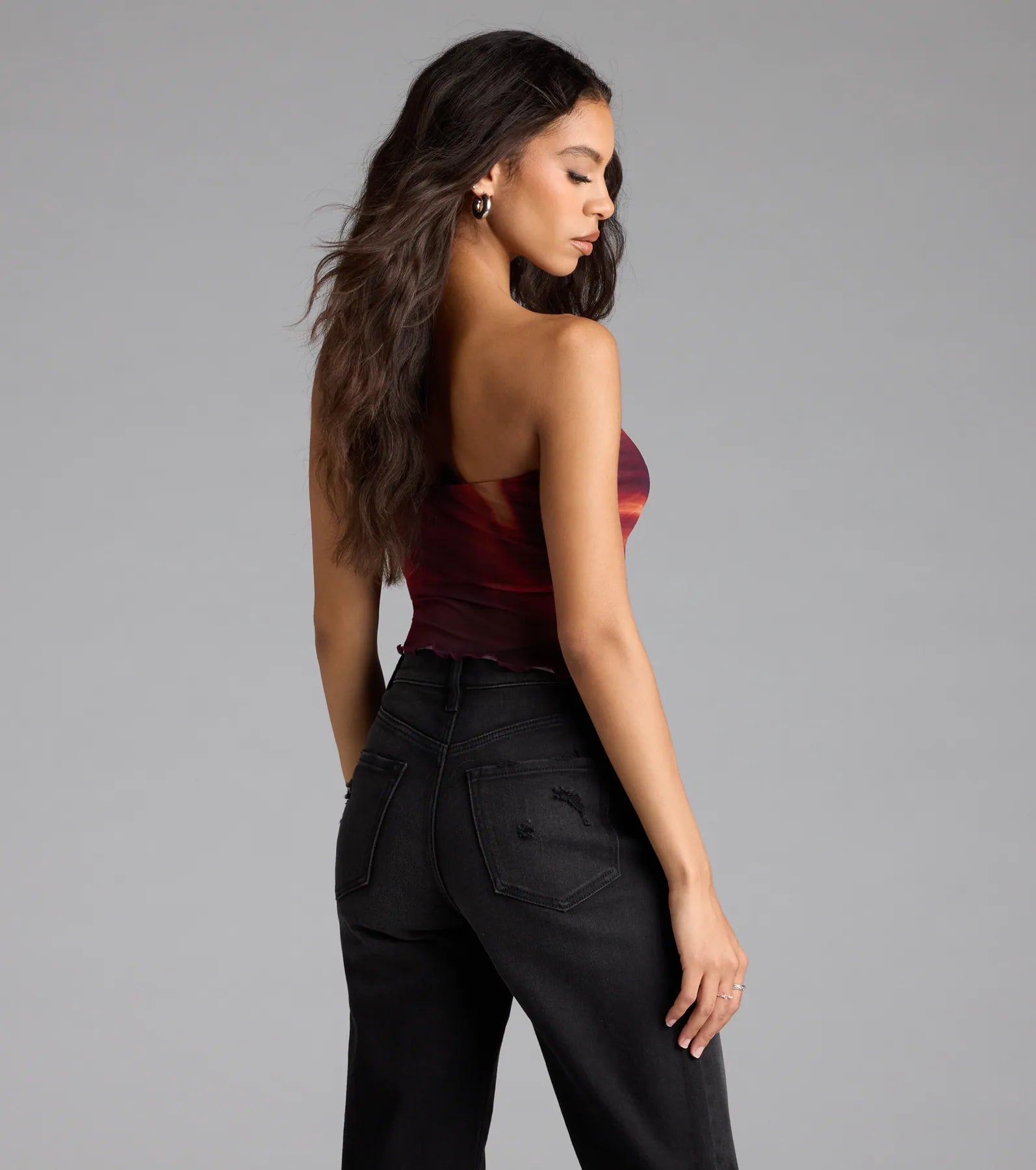 So Fly Abstract Slit Crop Top - Image 2