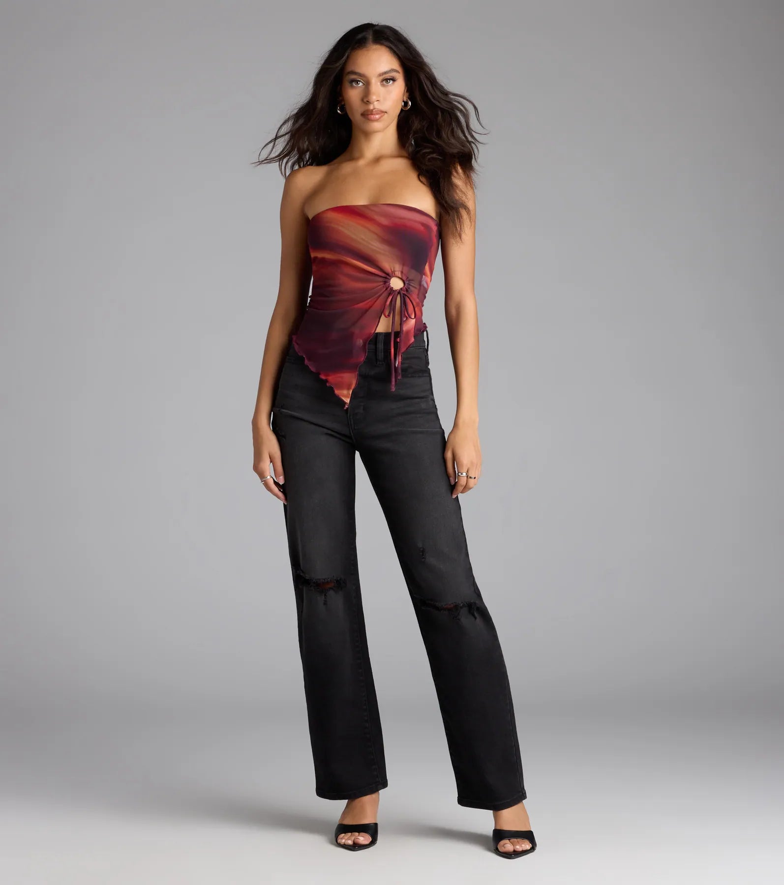 So Fly Abstract Slit Crop Top - Image 3