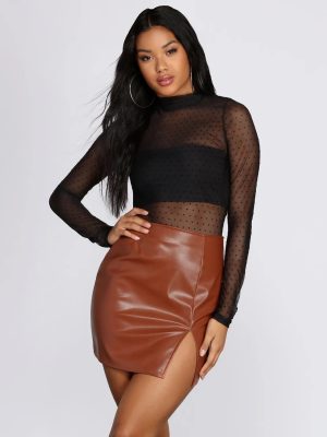 Mock Neck Polka Dot Bodysuit