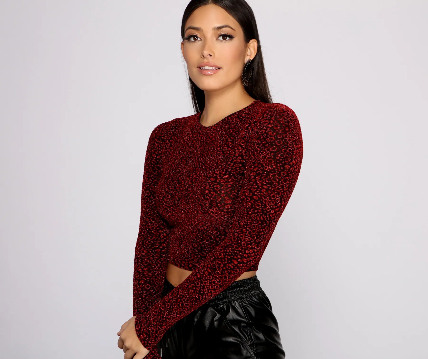 So Chic Crew Neck Lurex Crop Top - Image 3