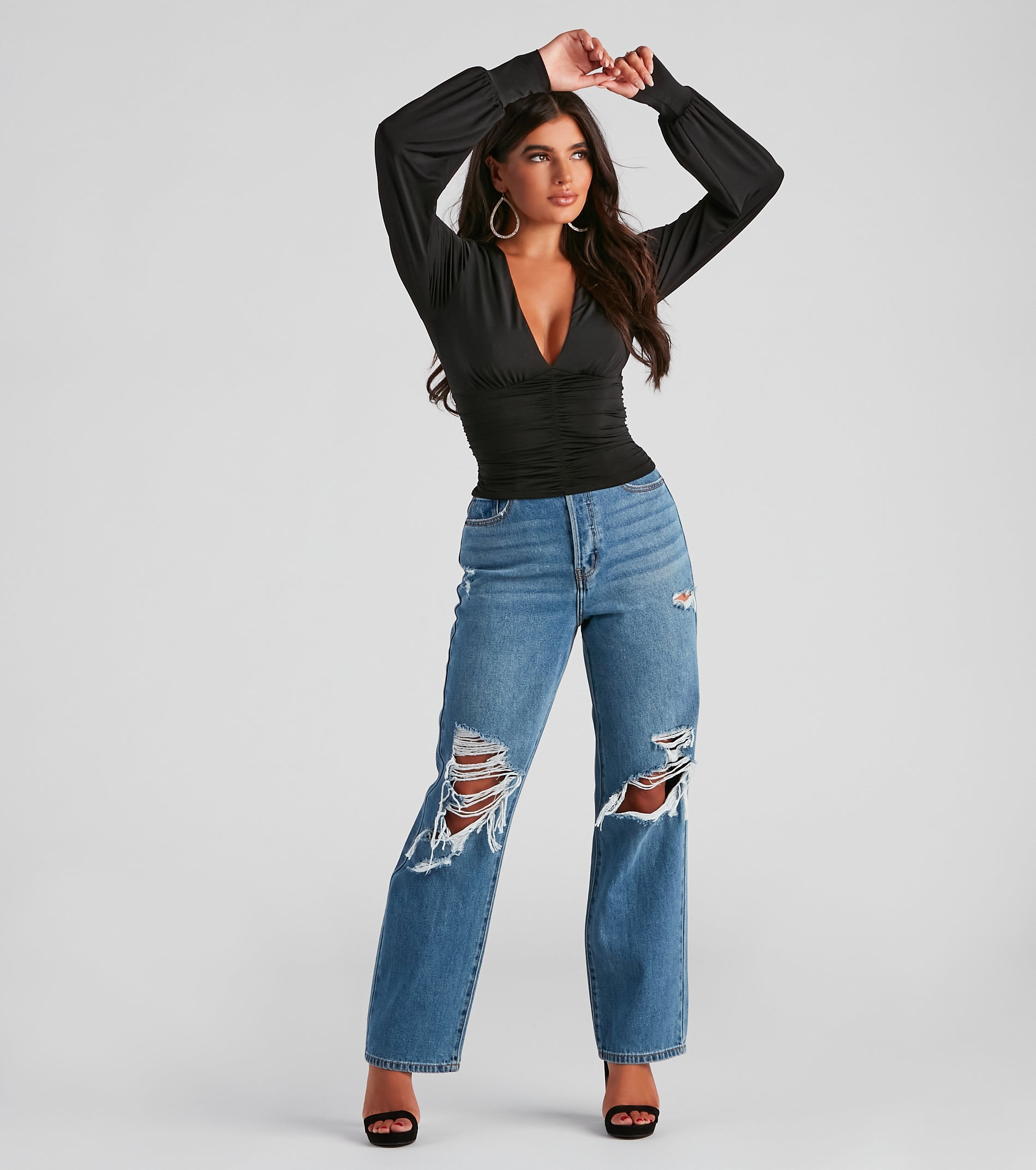 Sultry Classic Plunge V-Neck Top - Image 7