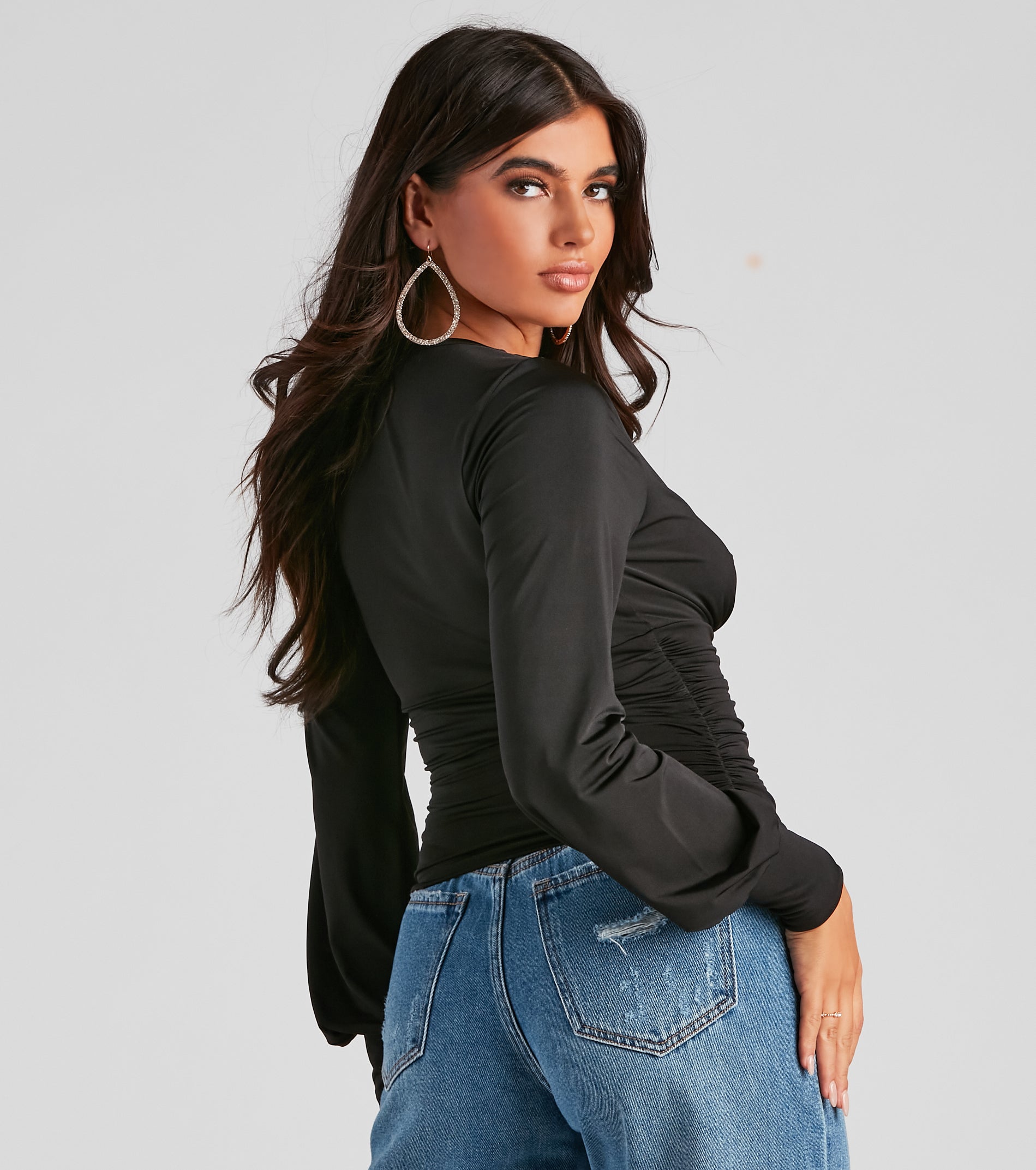 Sultry Classic Plunge V-Neck Top - Image 6