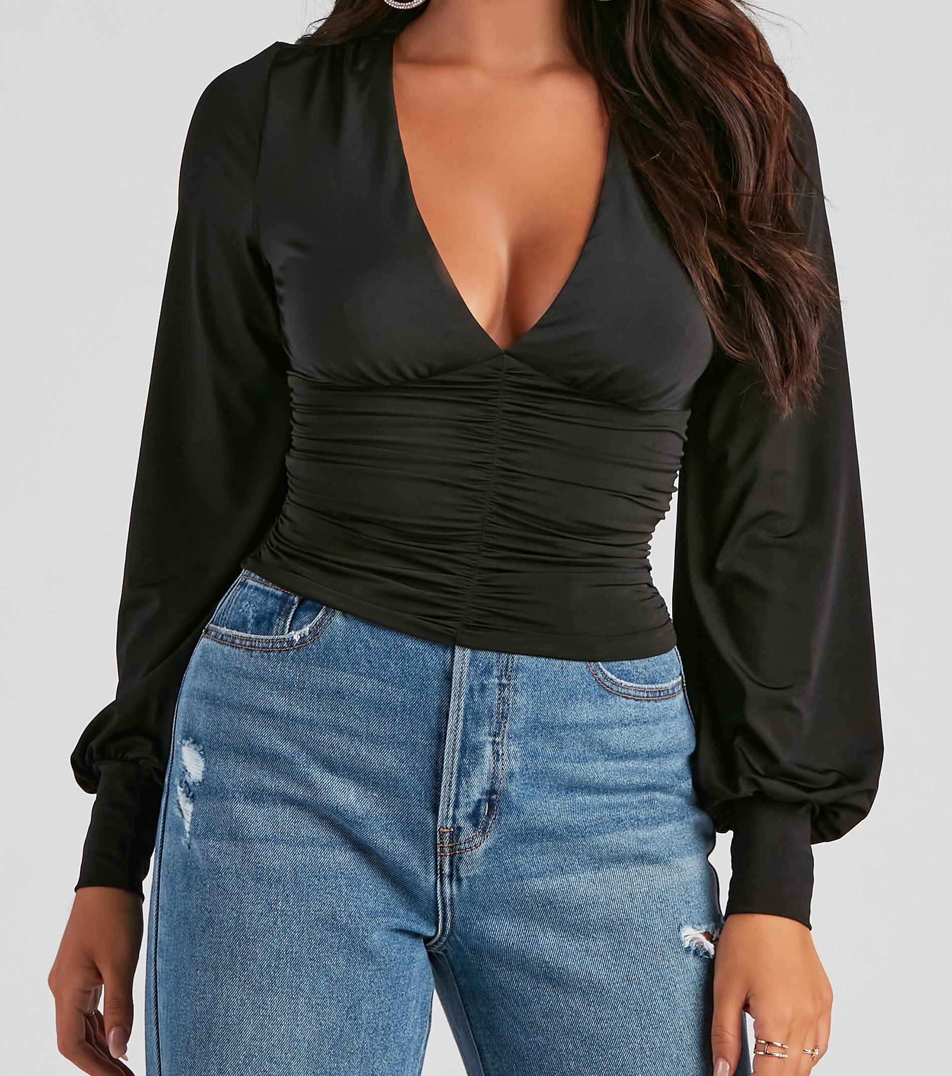 Sultry Classic Plunge V-Neck Top - Image 8