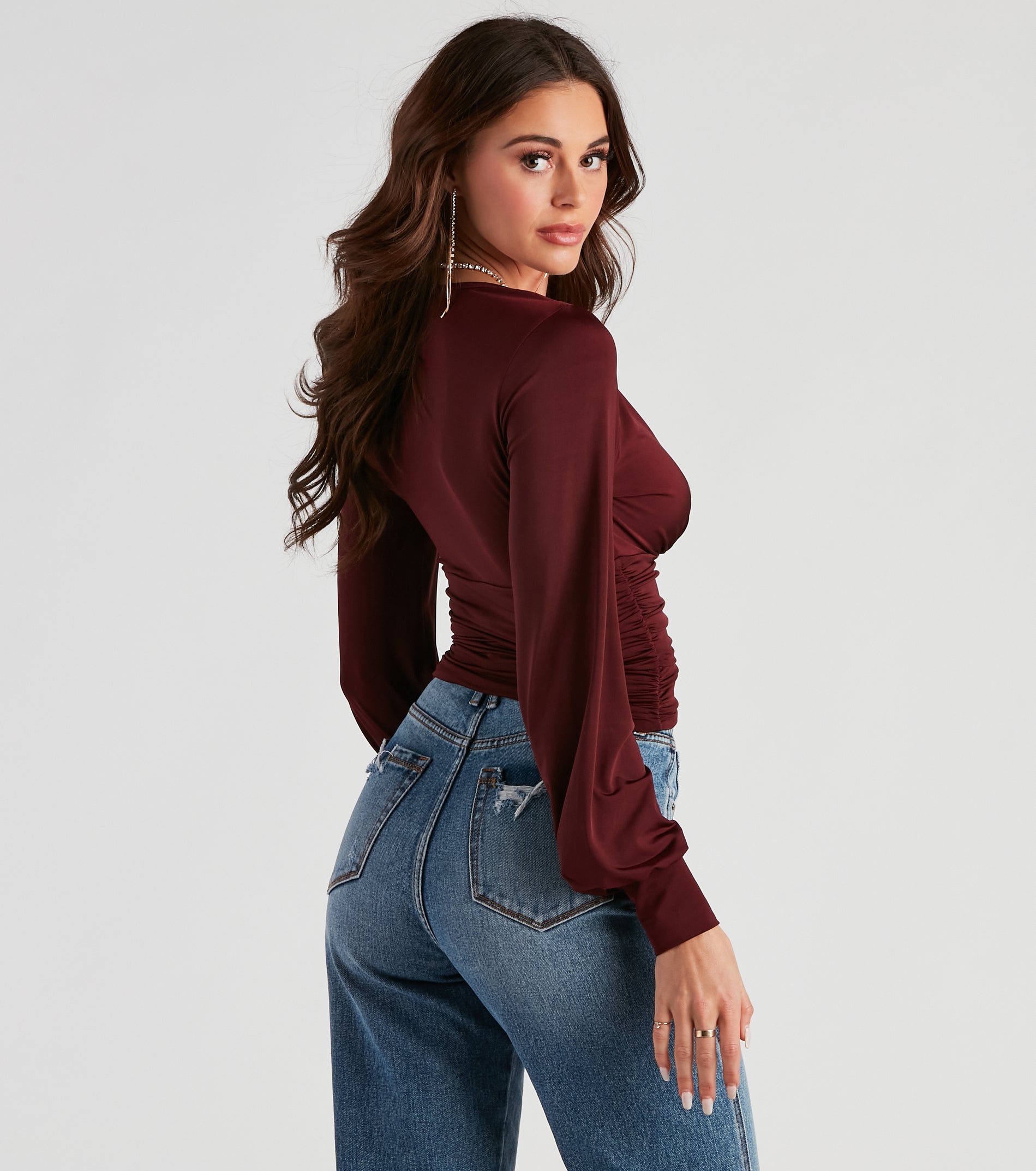 Sultry Classic Plunge V-Neck Top - Image 2