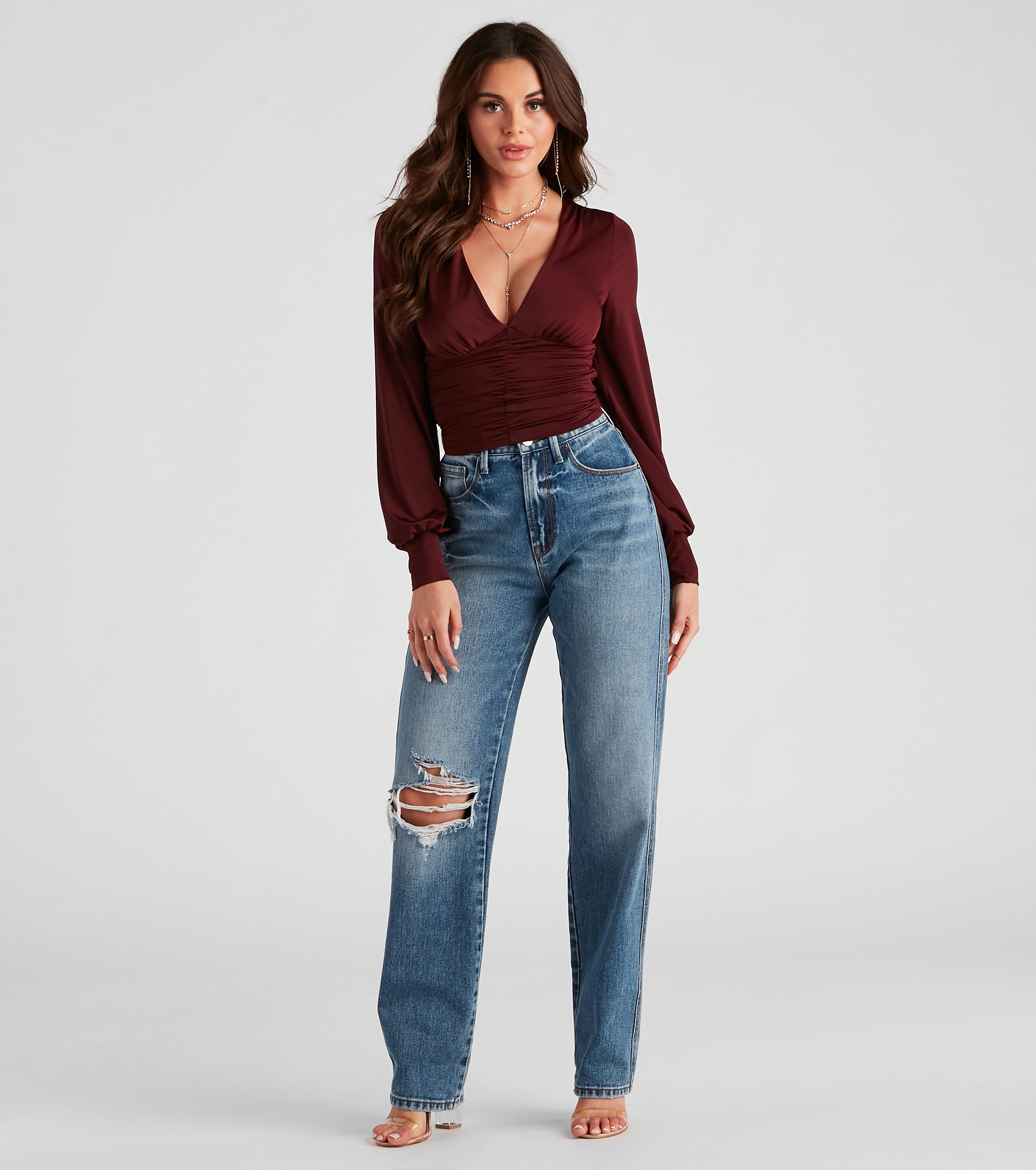 Sultry Classic Plunge V-Neck Top - Image 3