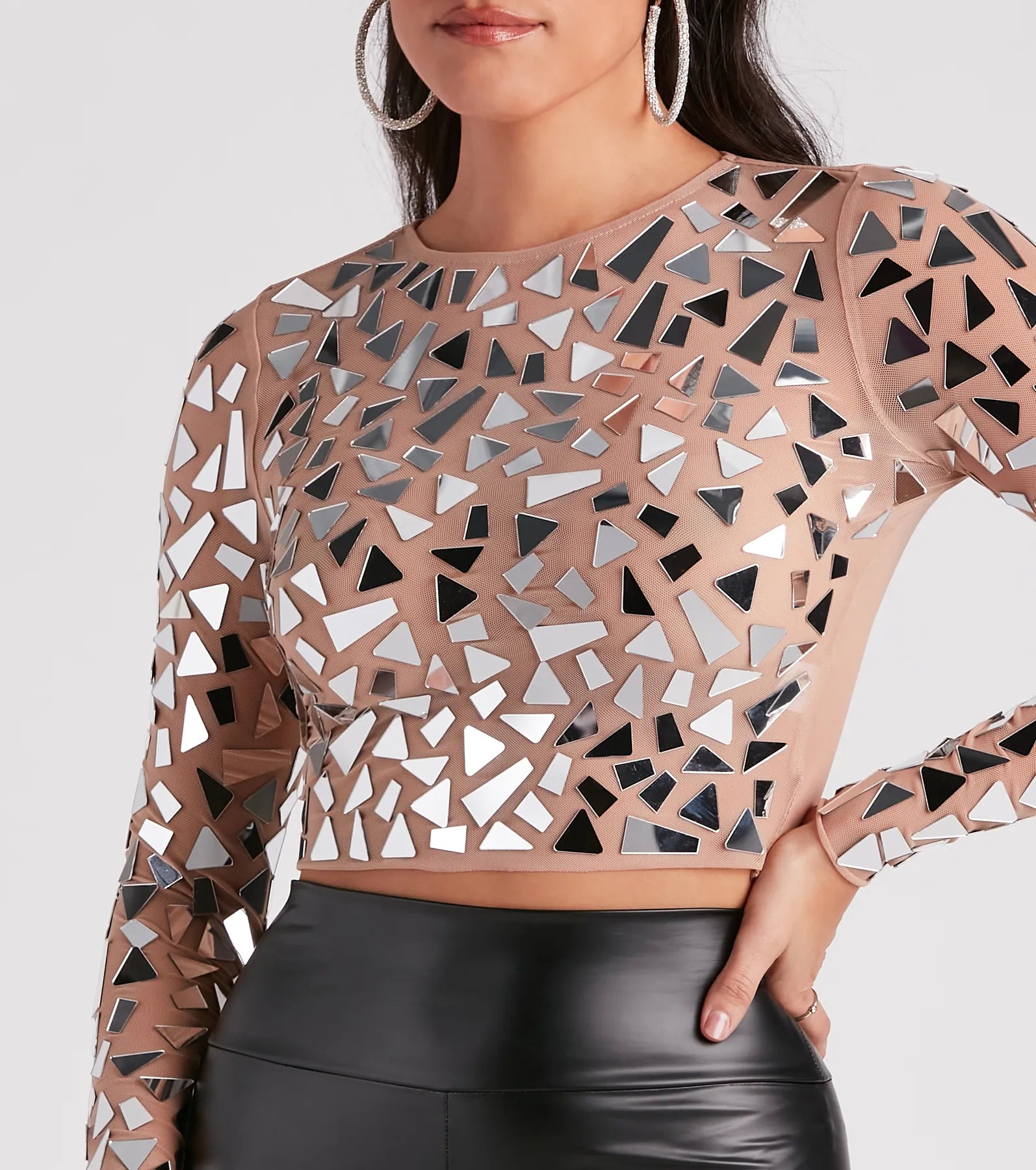 My Reflection Mirror Mesh Crop Top - Image 4