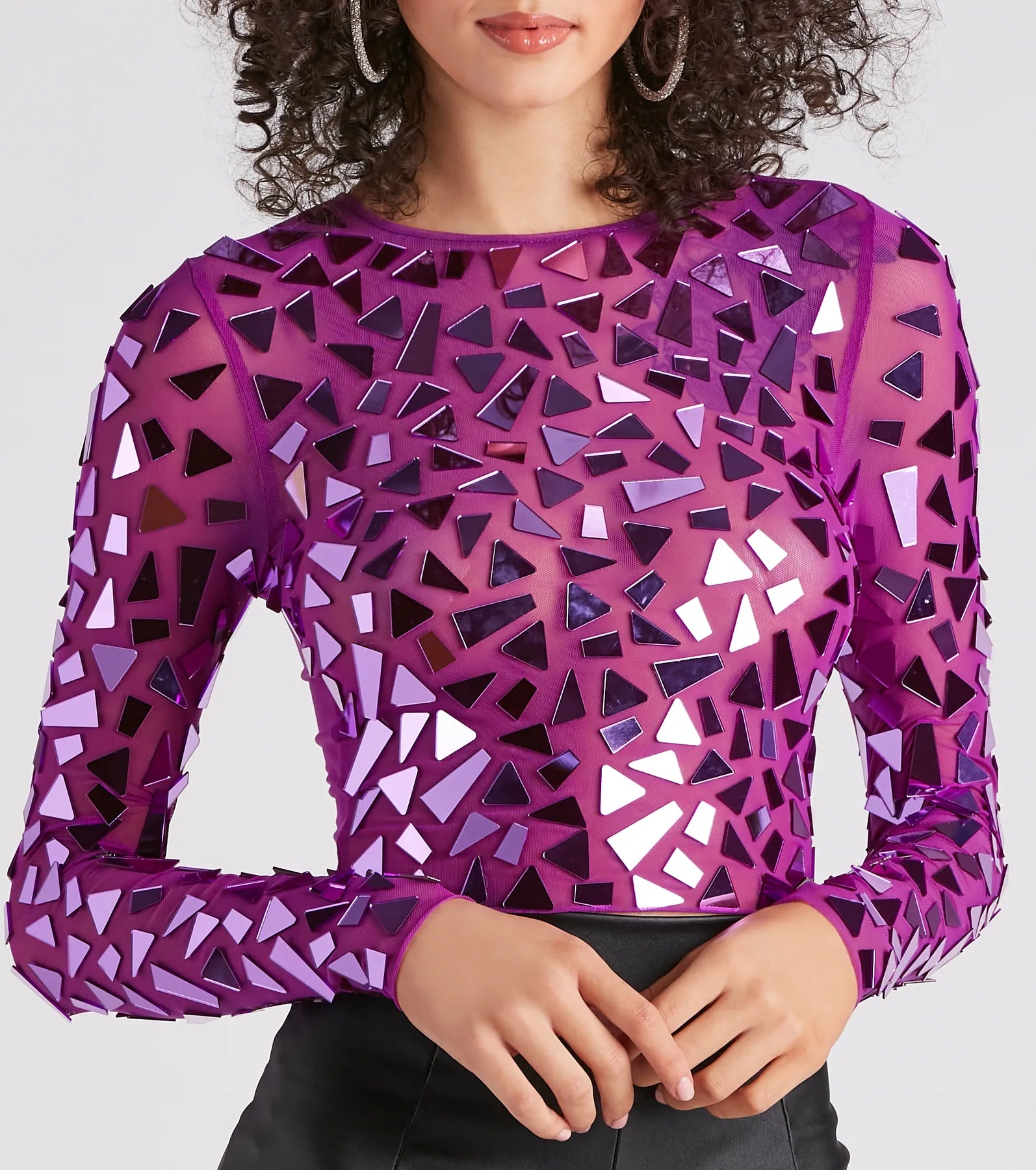 My Reflection Mirror Mesh Crop Top - Image 12