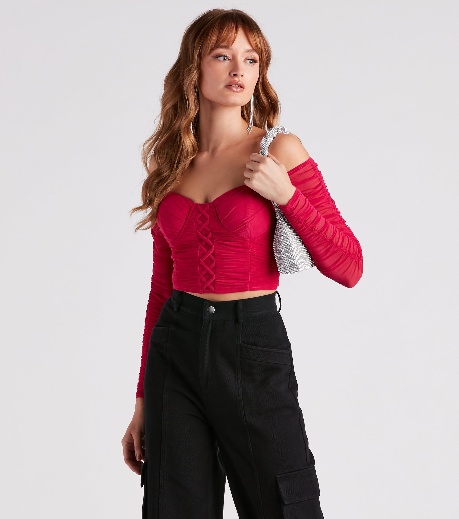 Level It Up Ruched Mesh Corset Top - Image 5