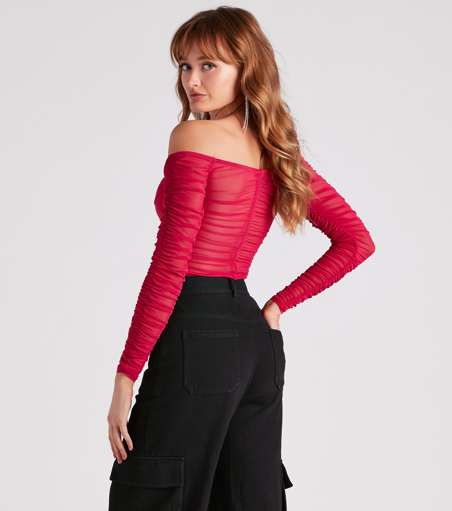 Level It Up Ruched Mesh Corset Top - Image 6