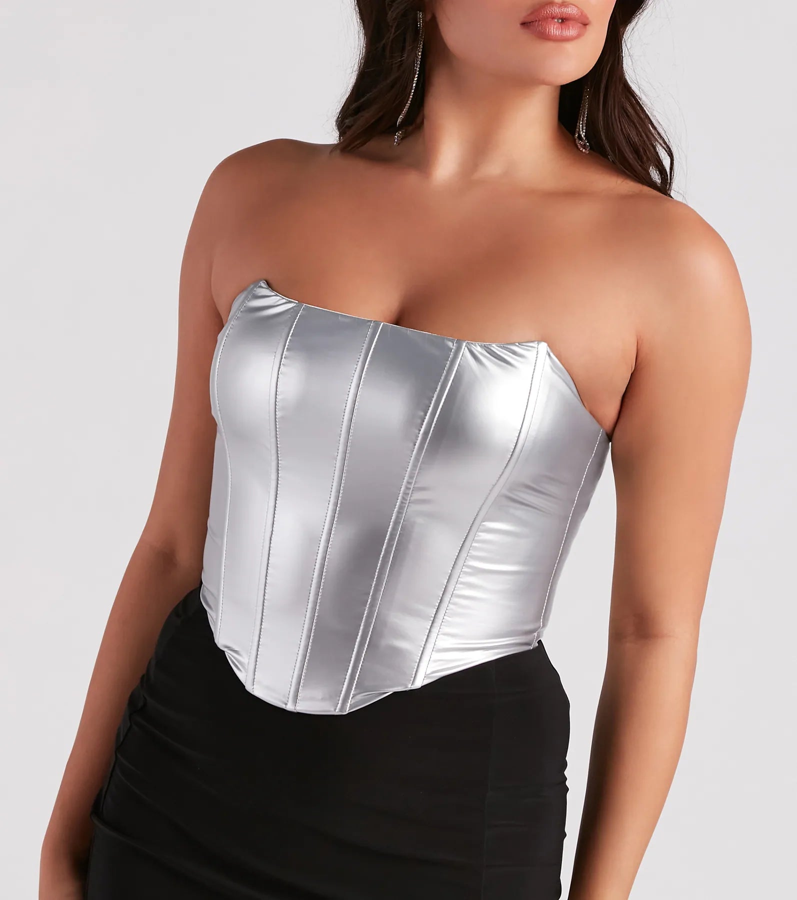 Girl On The Town Faux Leather Corset Top - Image 4