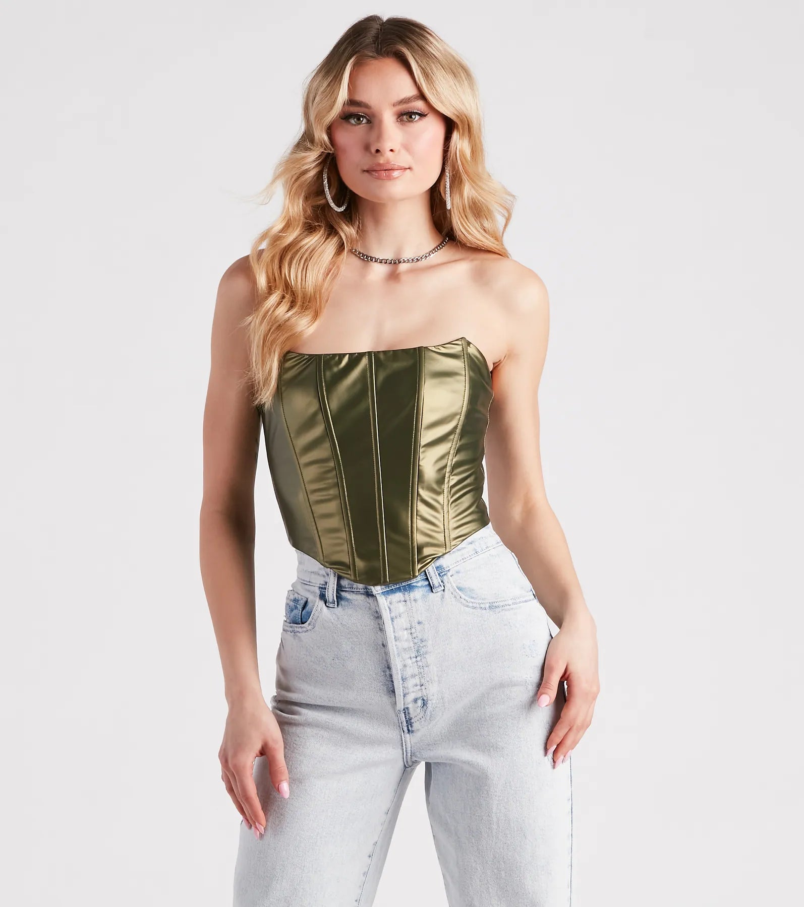 Girl On The Town Faux Leather Corset Top - Image 5