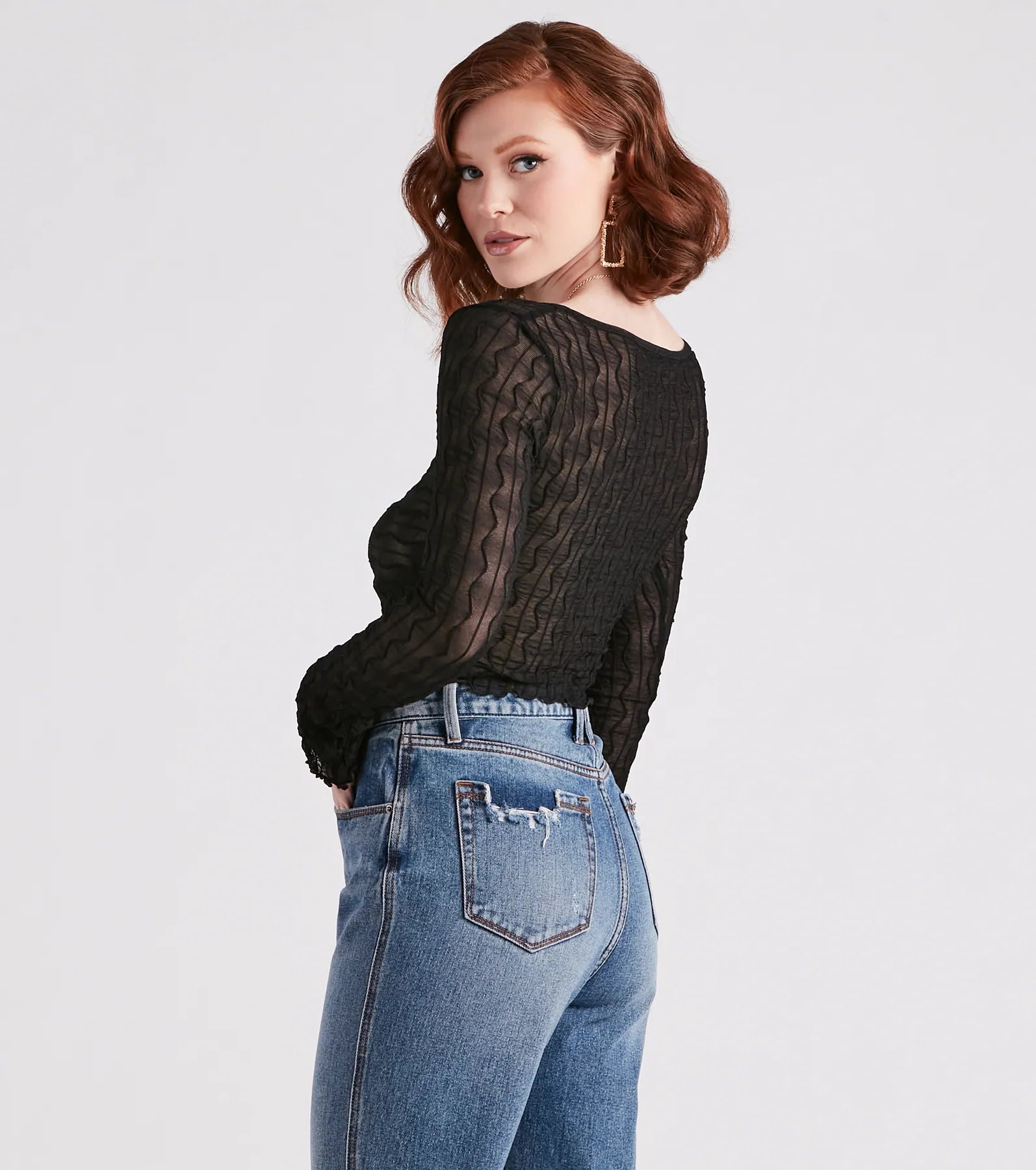 Don't Tempt Me Textured Slit Crop Top - Image 10