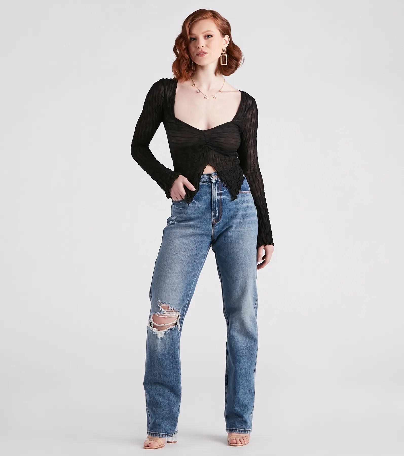 Don't Tempt Me Textured Slit Crop Top - Image 11