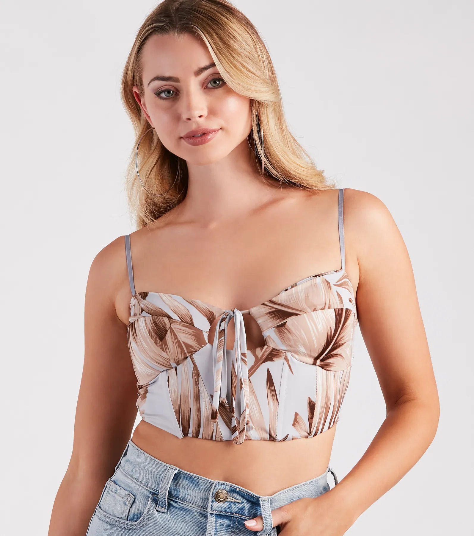 So Beachy Tropical Print Cropped Bustier - Image 4