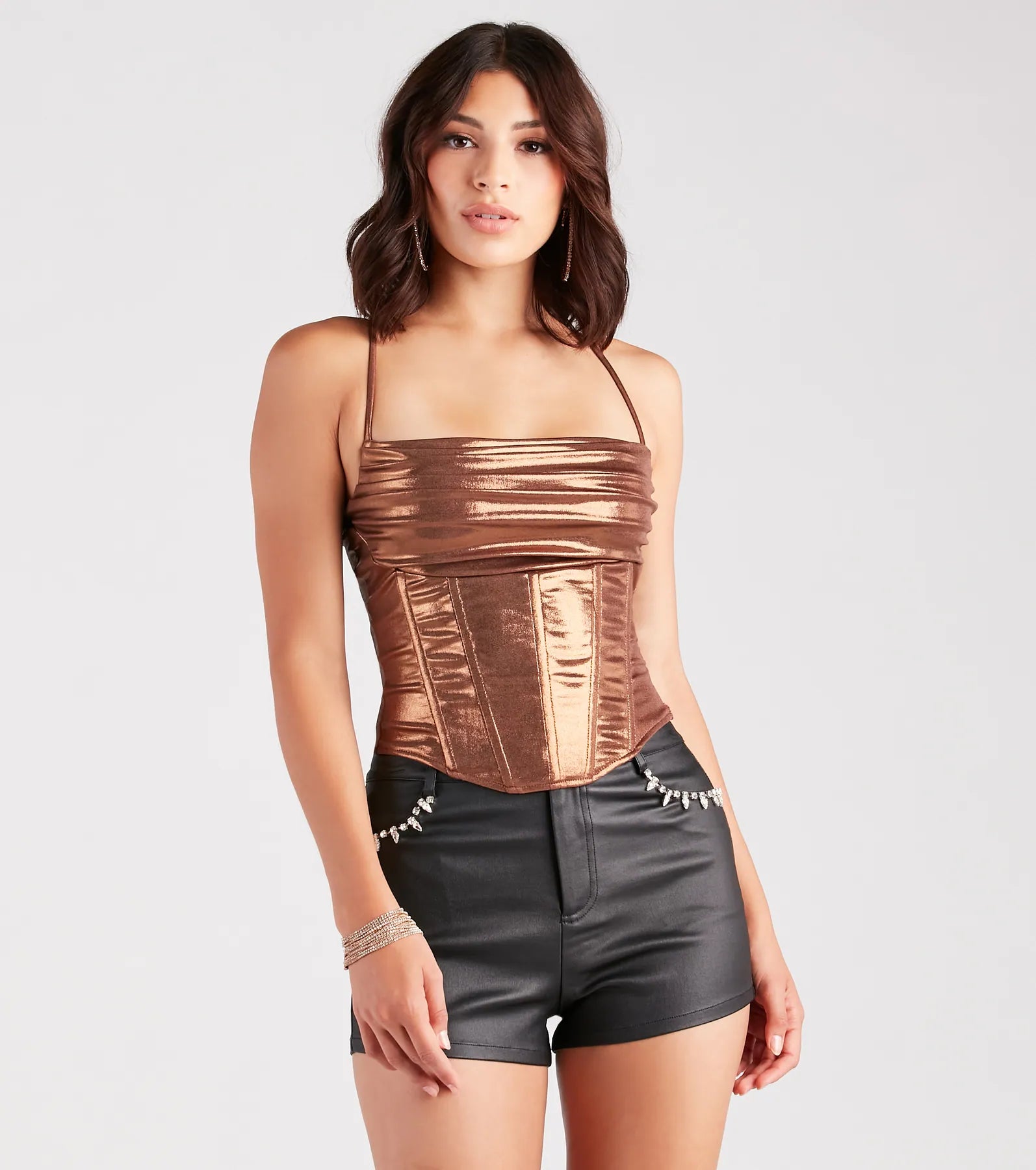 Take Me To The Disco Metallic Corset Top - Image 5