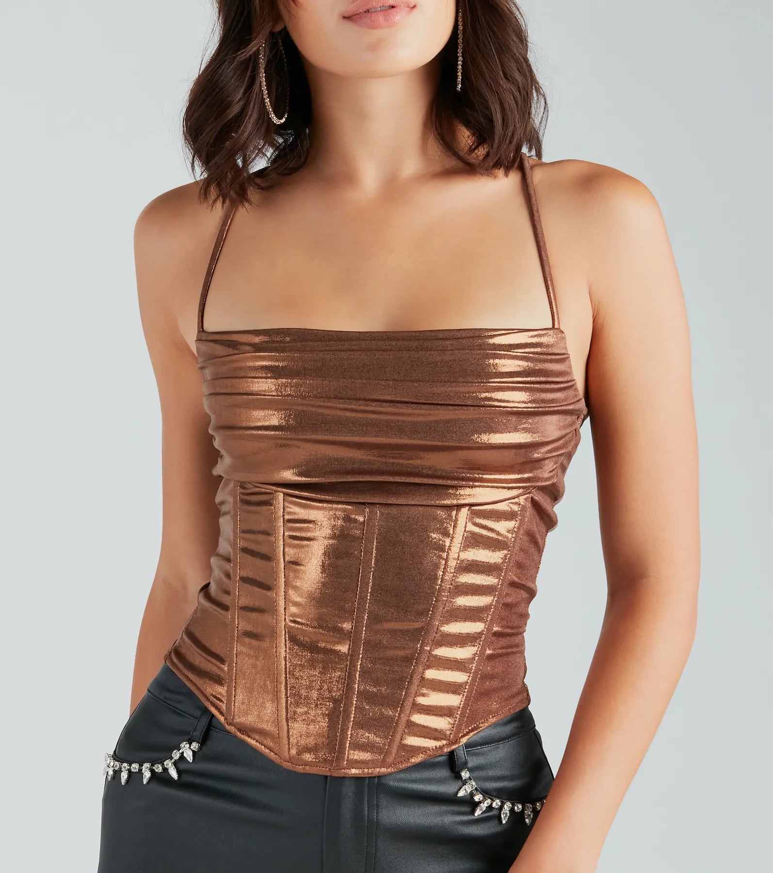 Take Me To The Disco Metallic Corset Top - Image 8