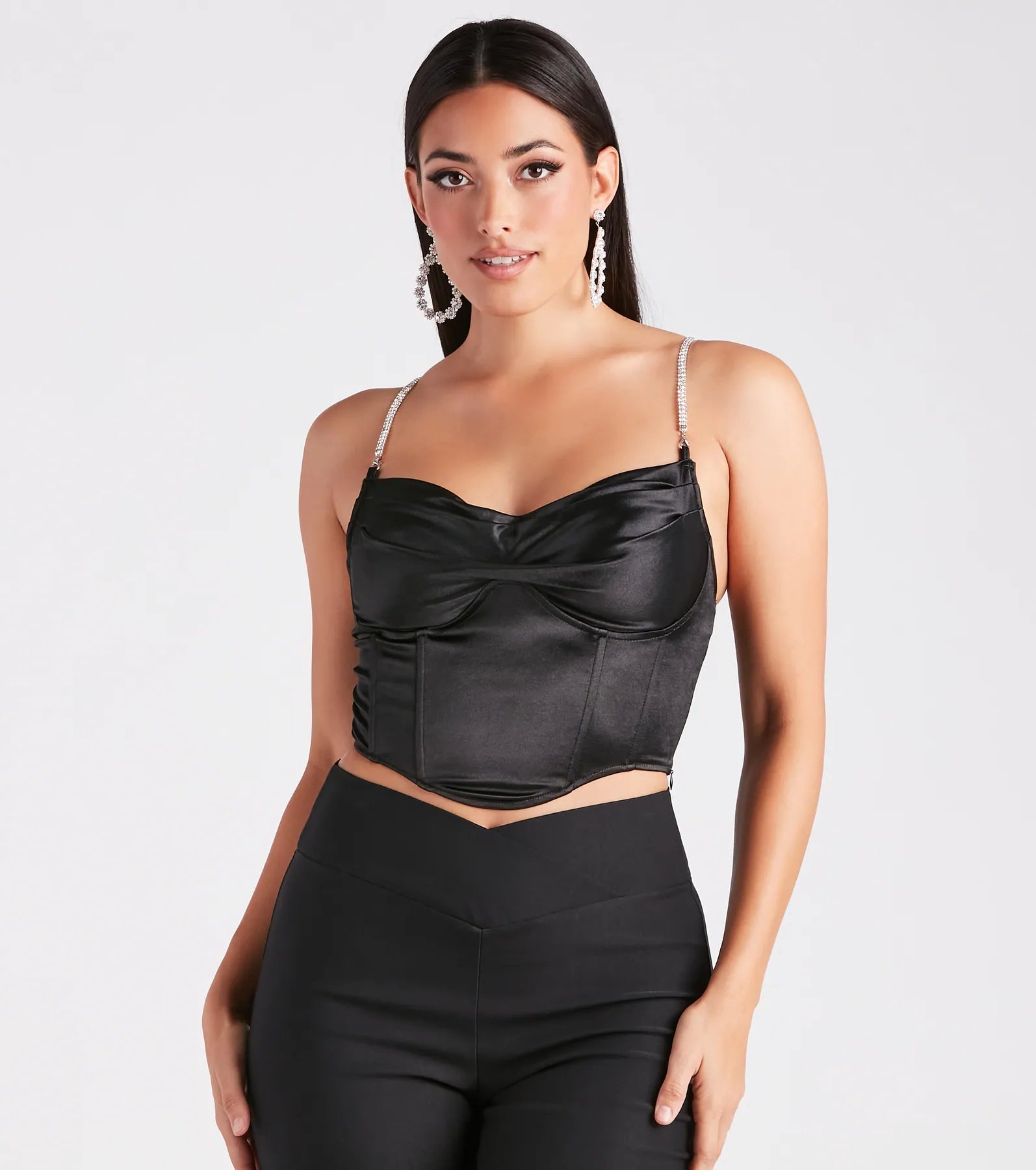 Bust Out The Rhinestone Satin Bustier - Image 5