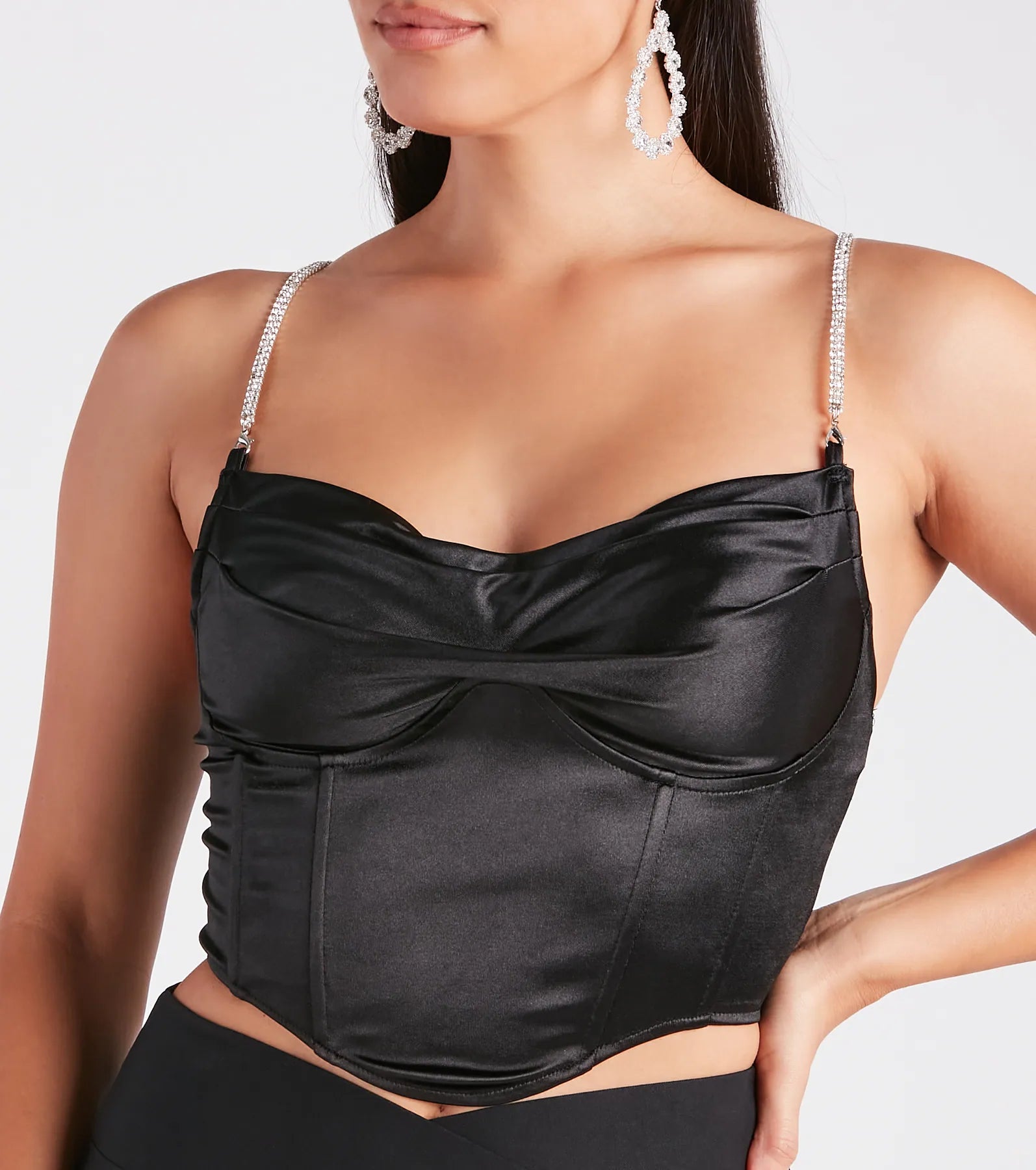Bust Out The Rhinestone Satin Bustier - Image 8