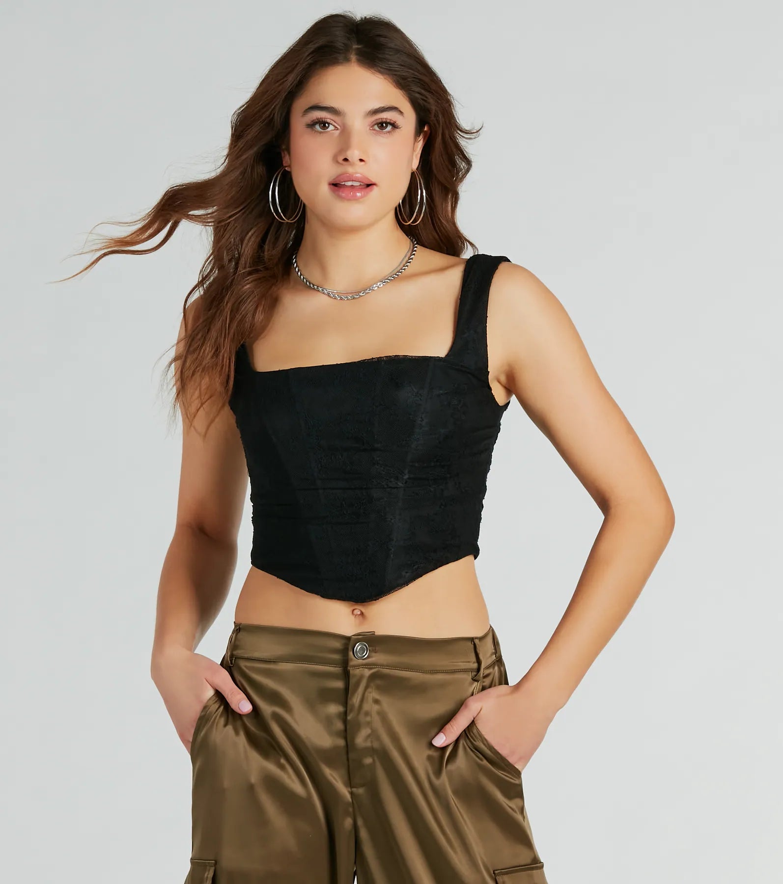 Flirty Vibes Ruched Lace Corset Top - Image 11