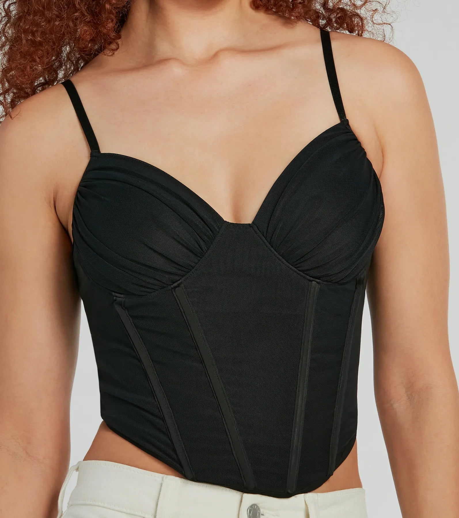 Sultry Perfection Mesh Cropped Bustier Top - Image 8