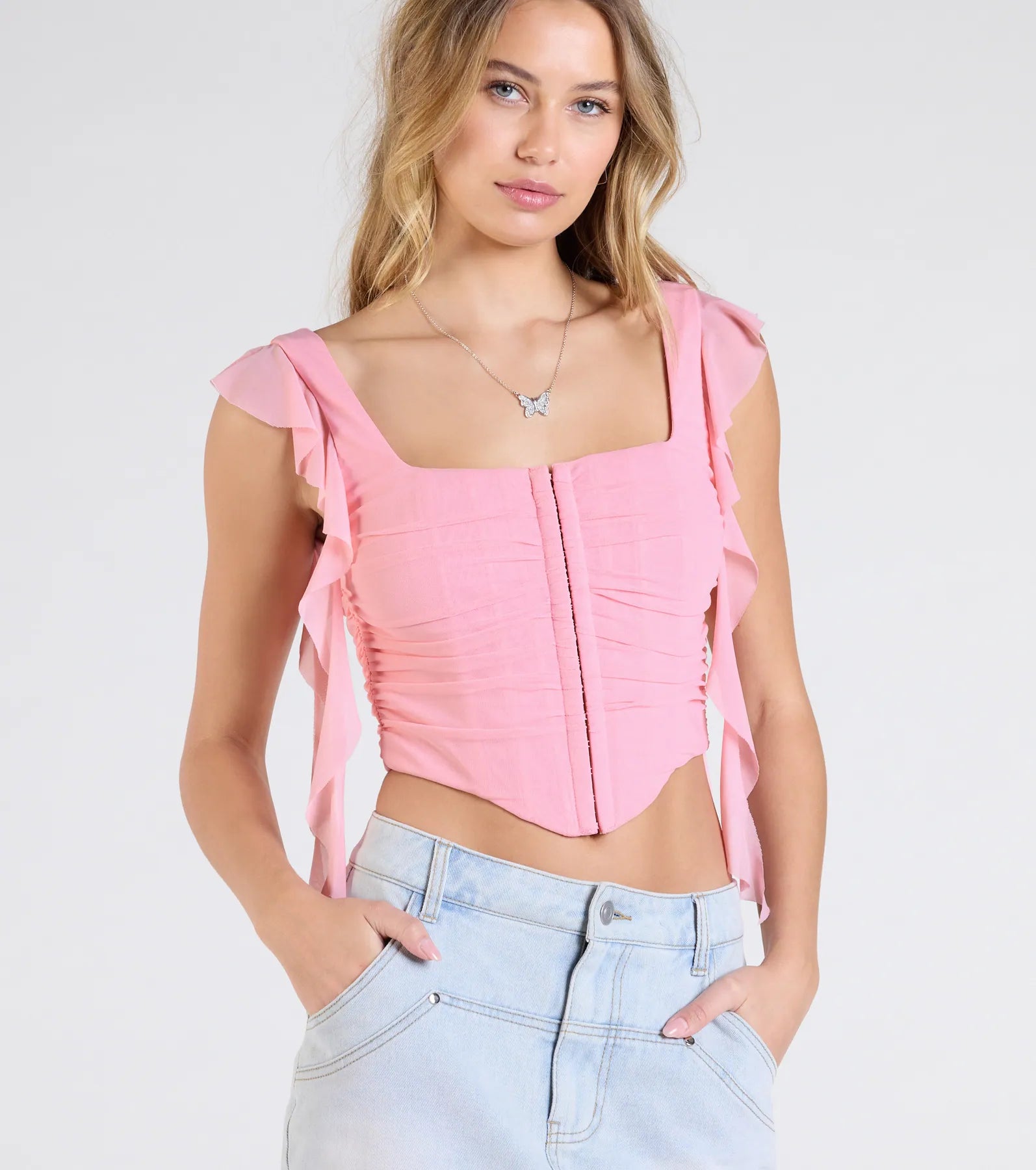Such A Cutie Ruffled Strap Corset Top - Image 8