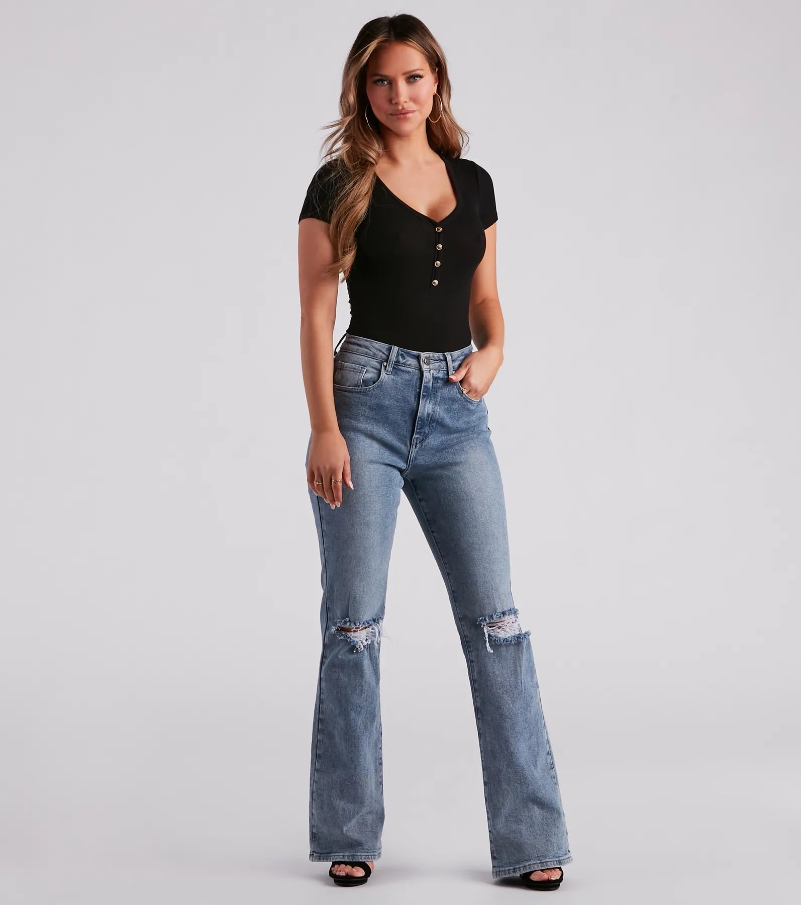 Casual Classic Button-Front Henley Bodysuit - Image 13