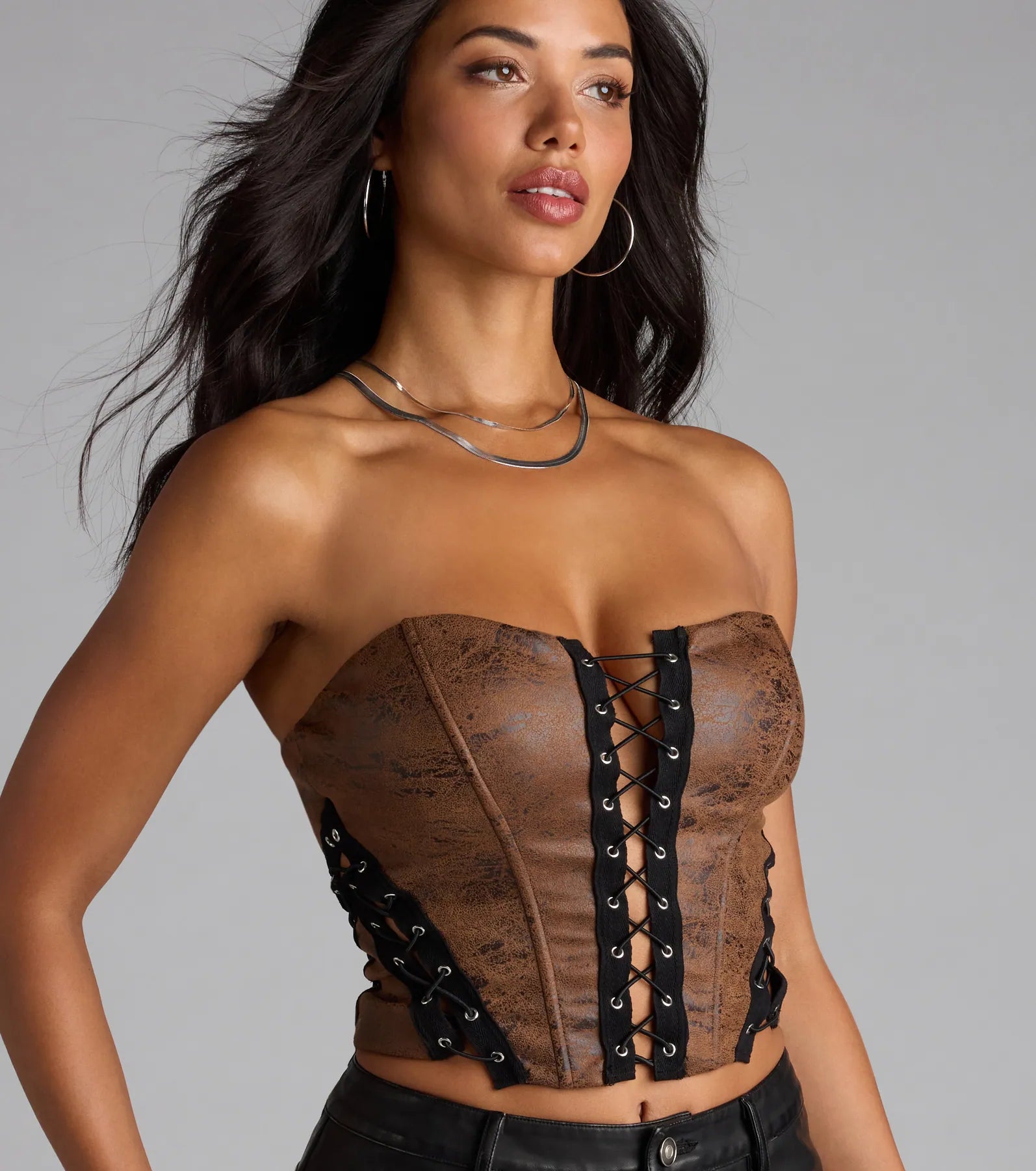 Edgy Persona Lace-Up Corset Top - Image 4
