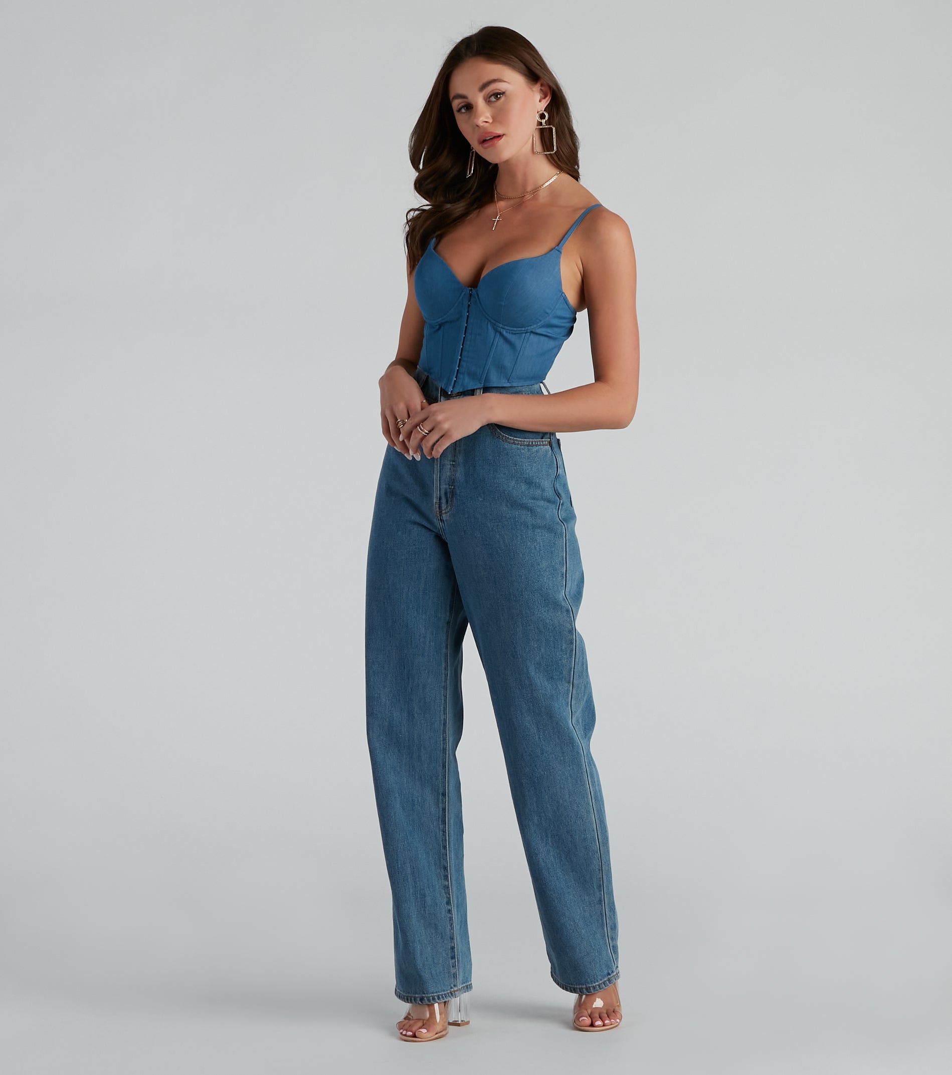 Girl Next Door Cropped Denim Corset - Image 3