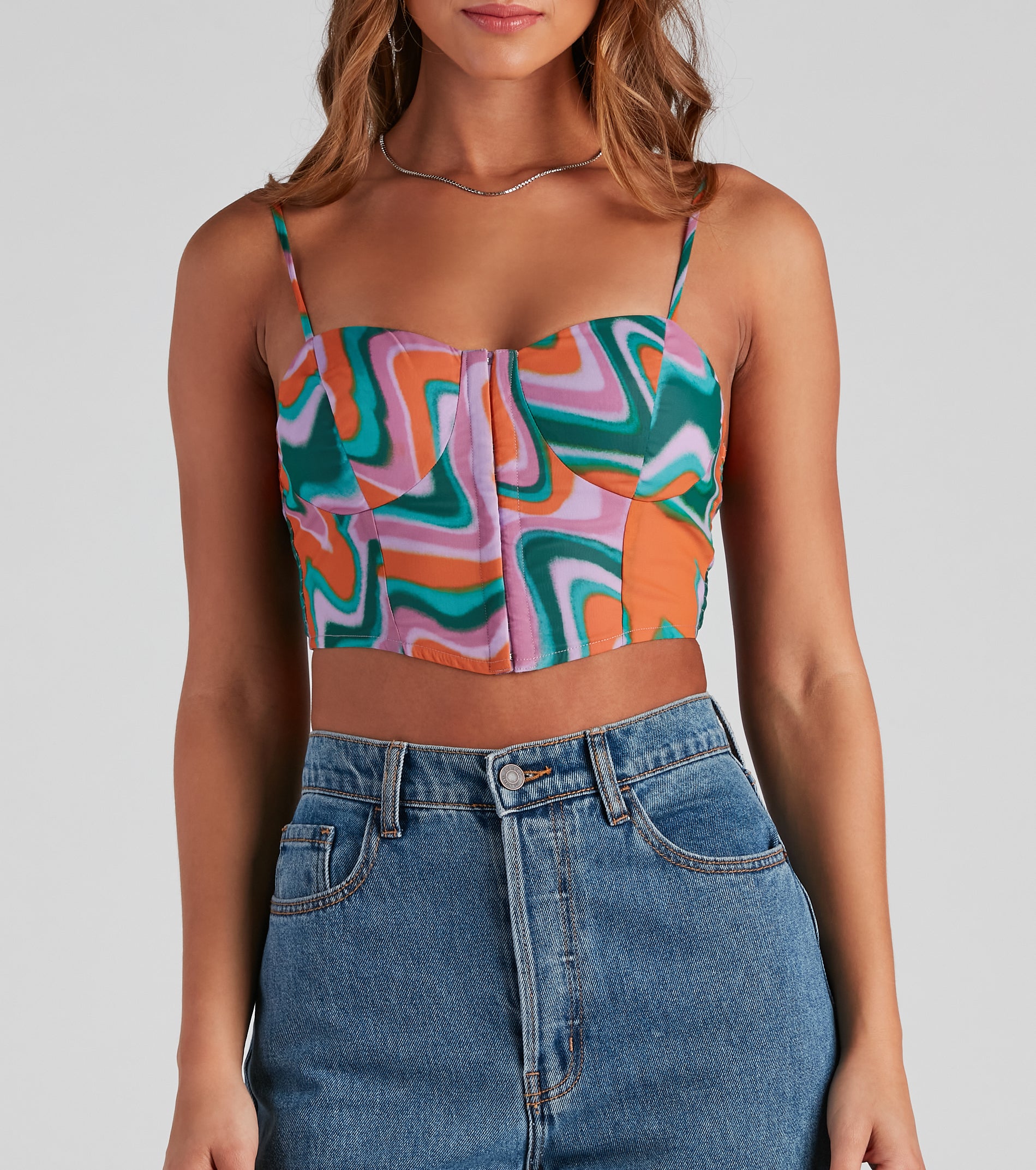 Silent Disco Swirl Print Corset Top - Image 4