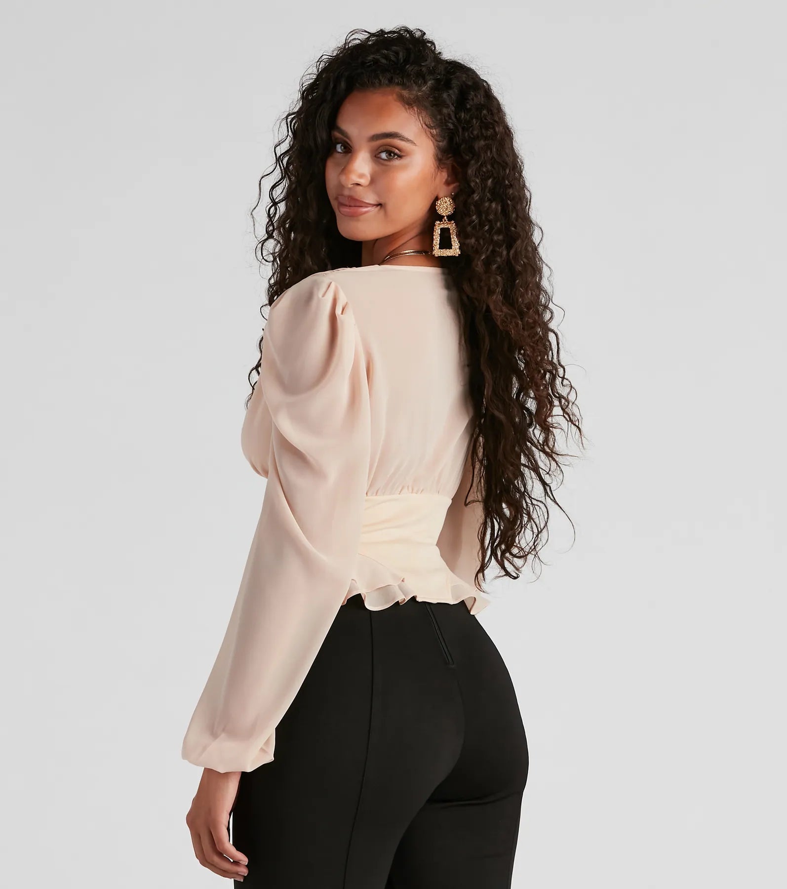 Chic Charm Chiffon Peplum Corset Top - Image 2
