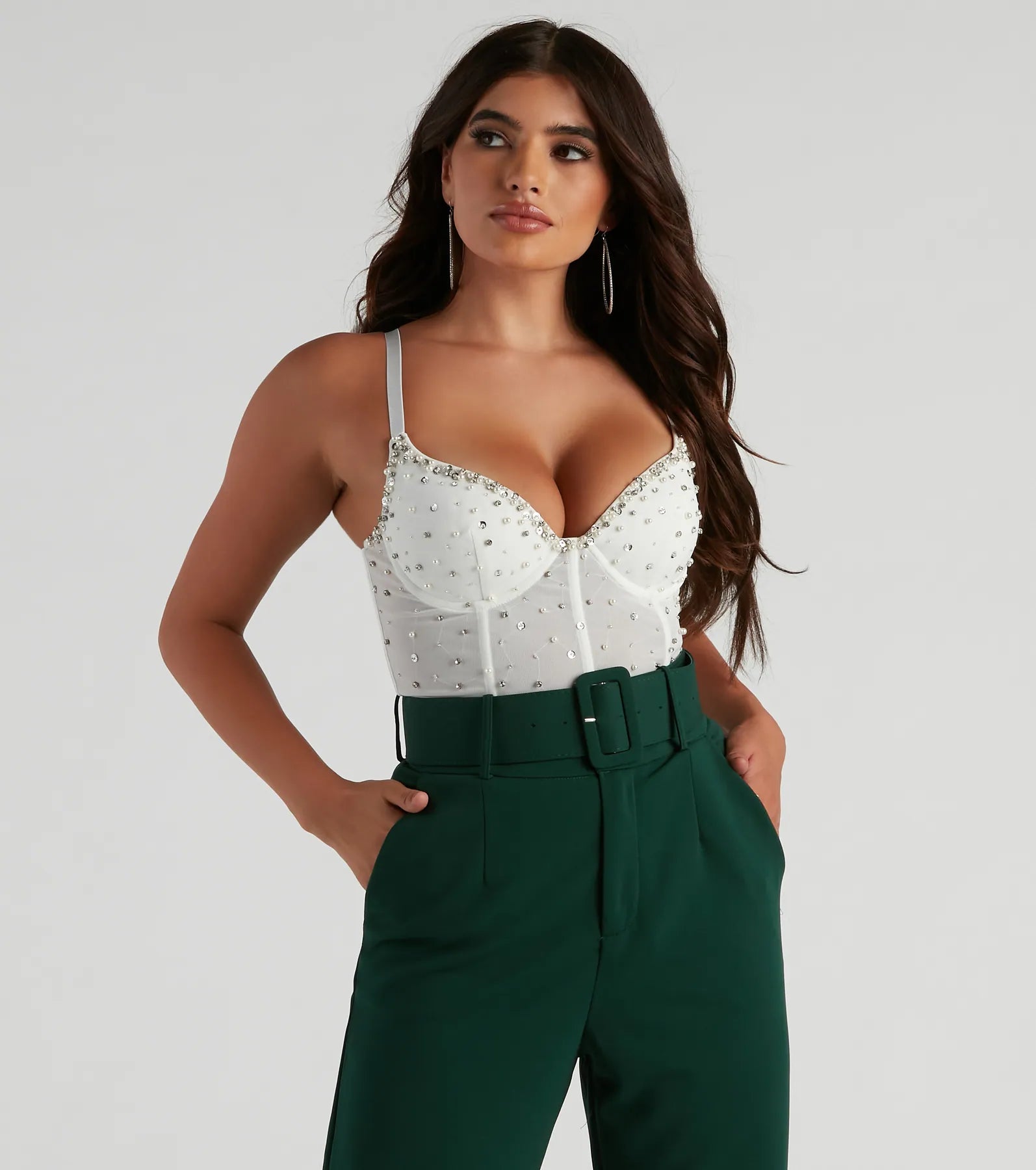 Party Time Rhinestone And Pearl Corset Top - Image 5