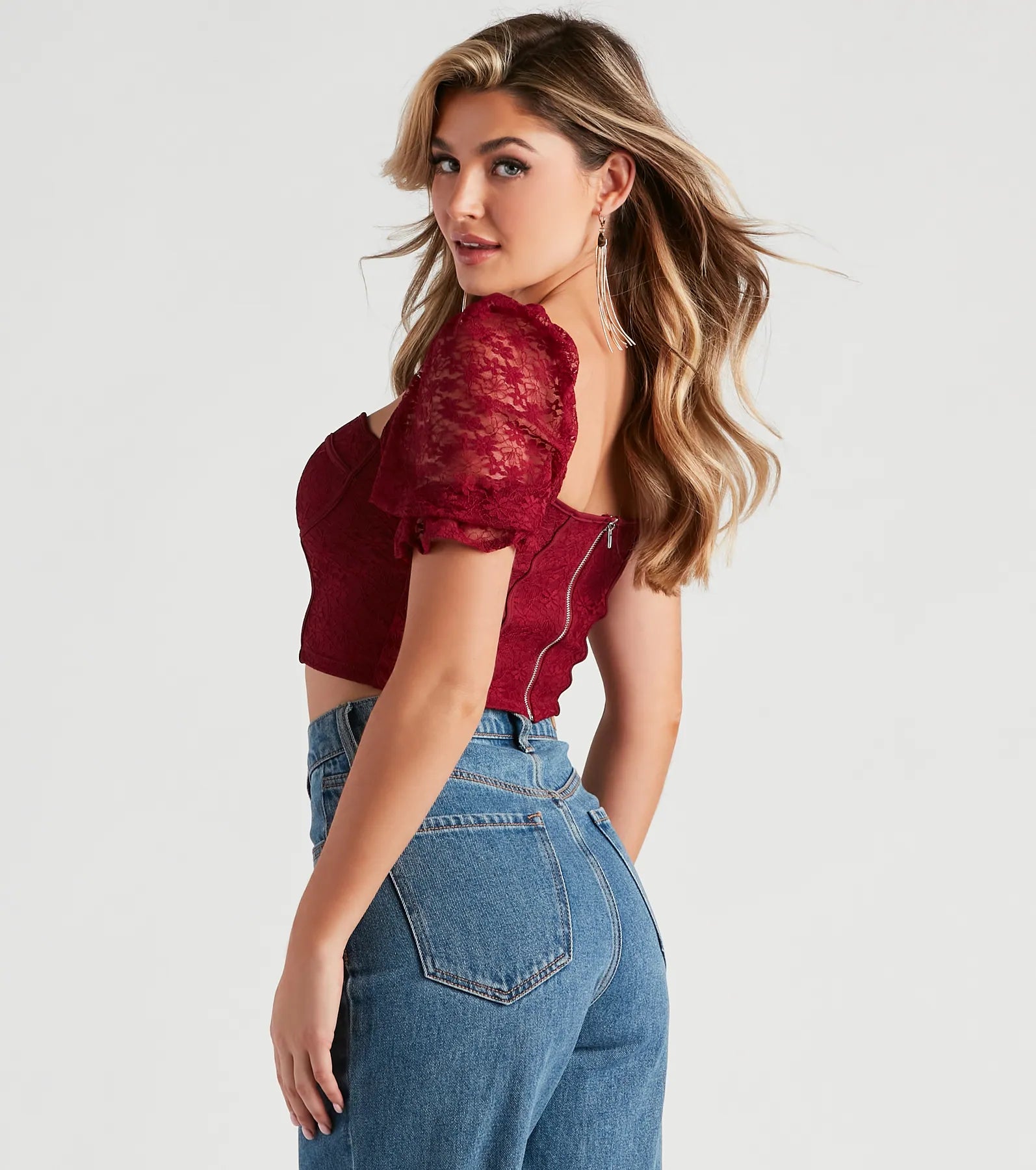 Romance Me Lace Puff Sleeve Bustier - Image 2