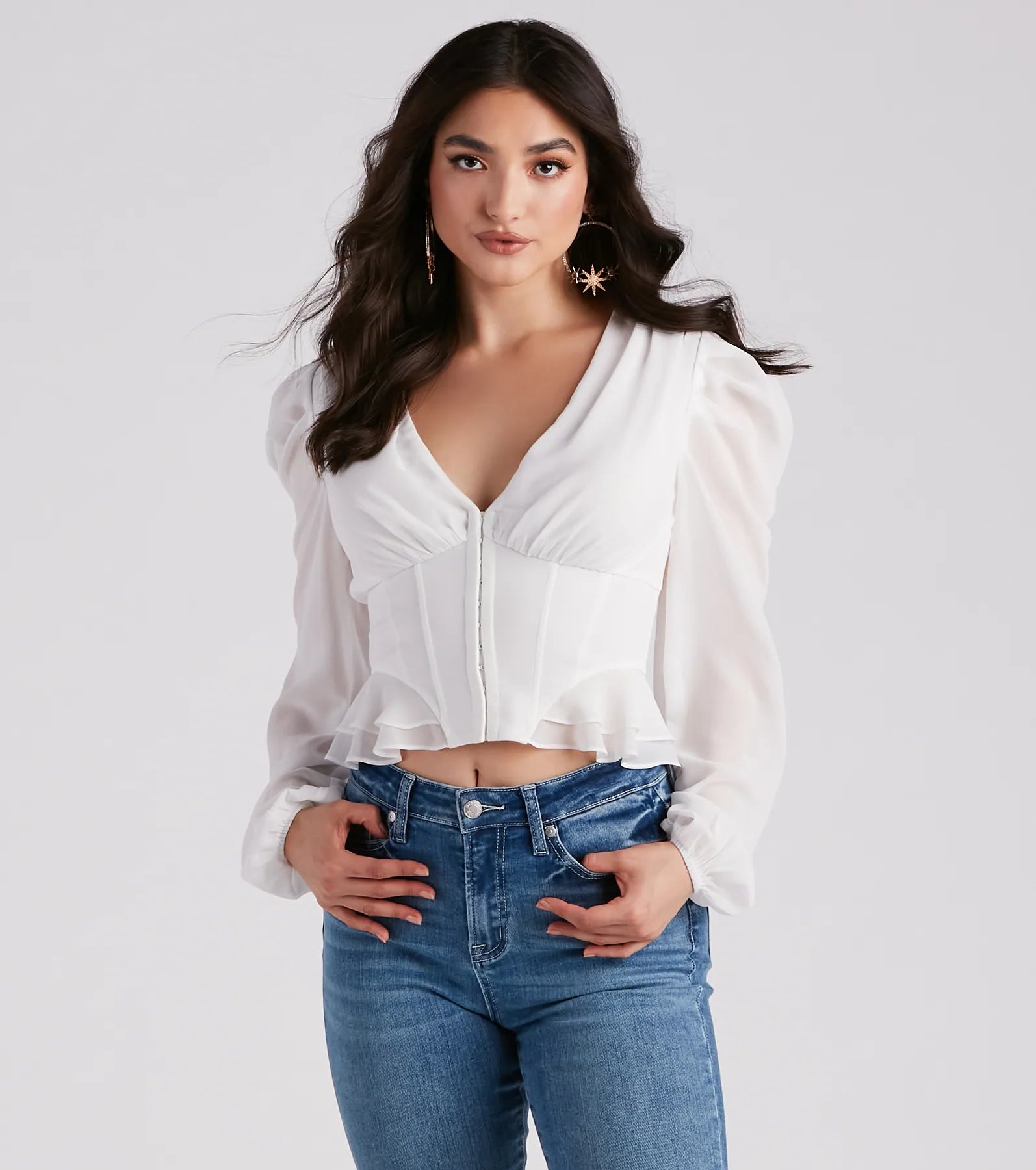Chic Charm Chiffon Peplum Corset Top - Image 5